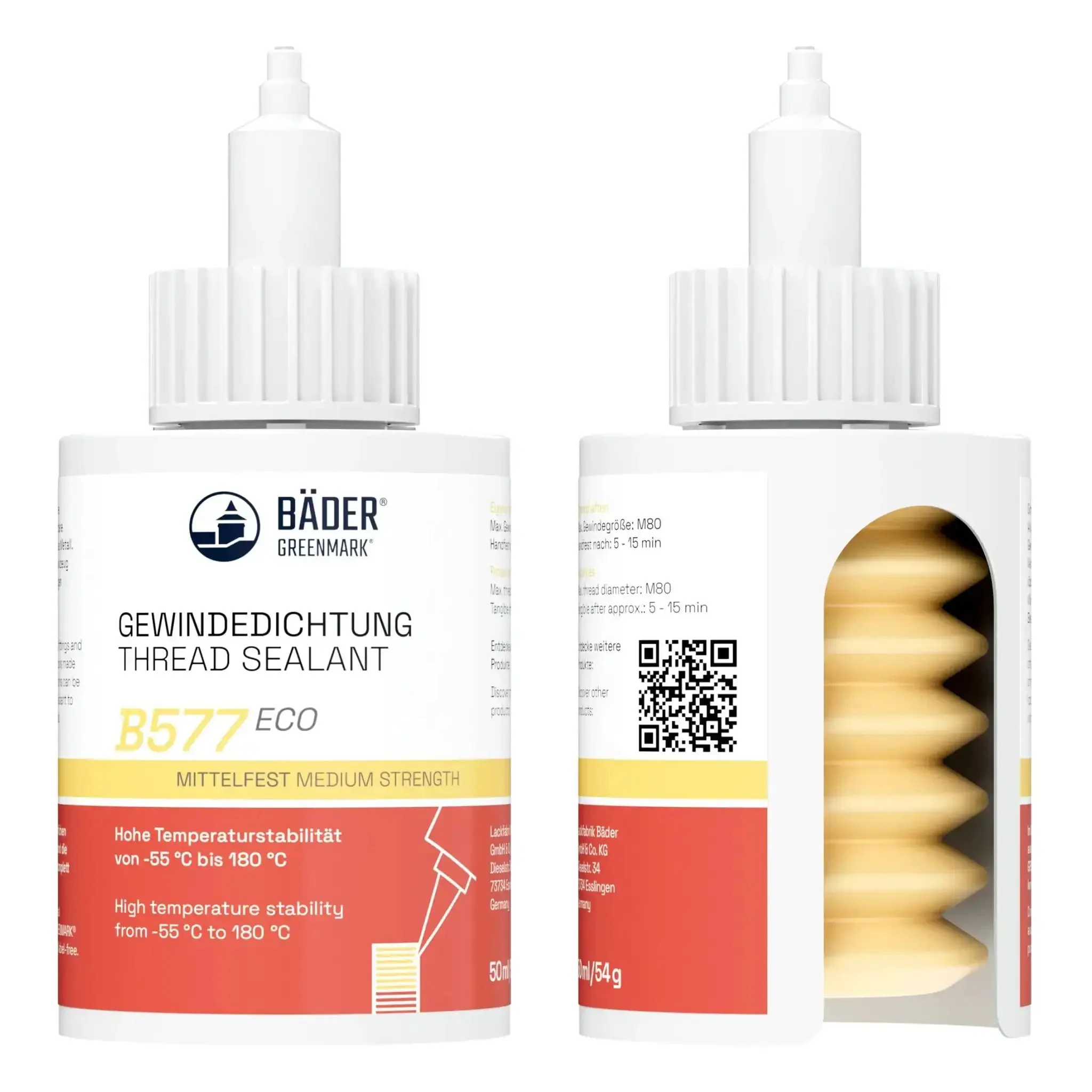 B577Eco Medium Strength Thread Sealant For Large Threads Works On All Metals 50ml Yellow Fluorescent Gasket Sealant High Temperature Waterproof Leakproof Prevents Gas And Fluids From Leaking