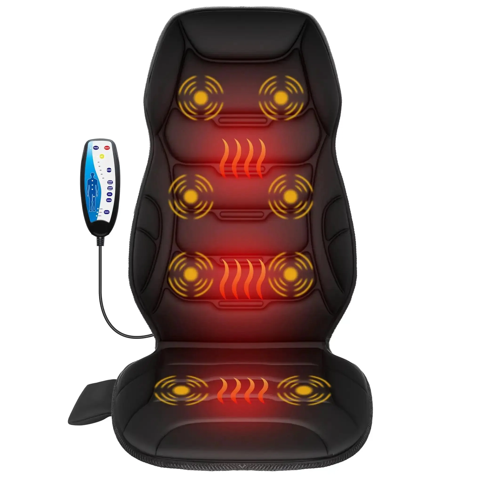 Back Massager With Heat And Vibration, Seat Cushion With 8 Massage Nodes And 5 Modes, Adjustable Chair Massager Pad For Home Office, Heated Pad For Neck Back Waist And Thighs, Ultra Cozy Massager, Great Mother's Day Gift