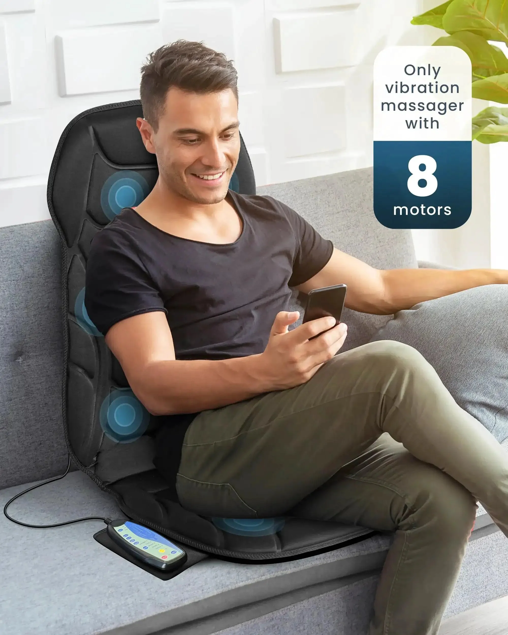 Back Massager With Heat And Vibration, Seat Cushion With 8 Massage Nodes And 5 Modes, Adjustable Chair Massager Pad For Home Office, Heated Pad For Neck Back Waist And Thighs, Ultra Cozy Massager, Great Mother's Day Gift - Image 8