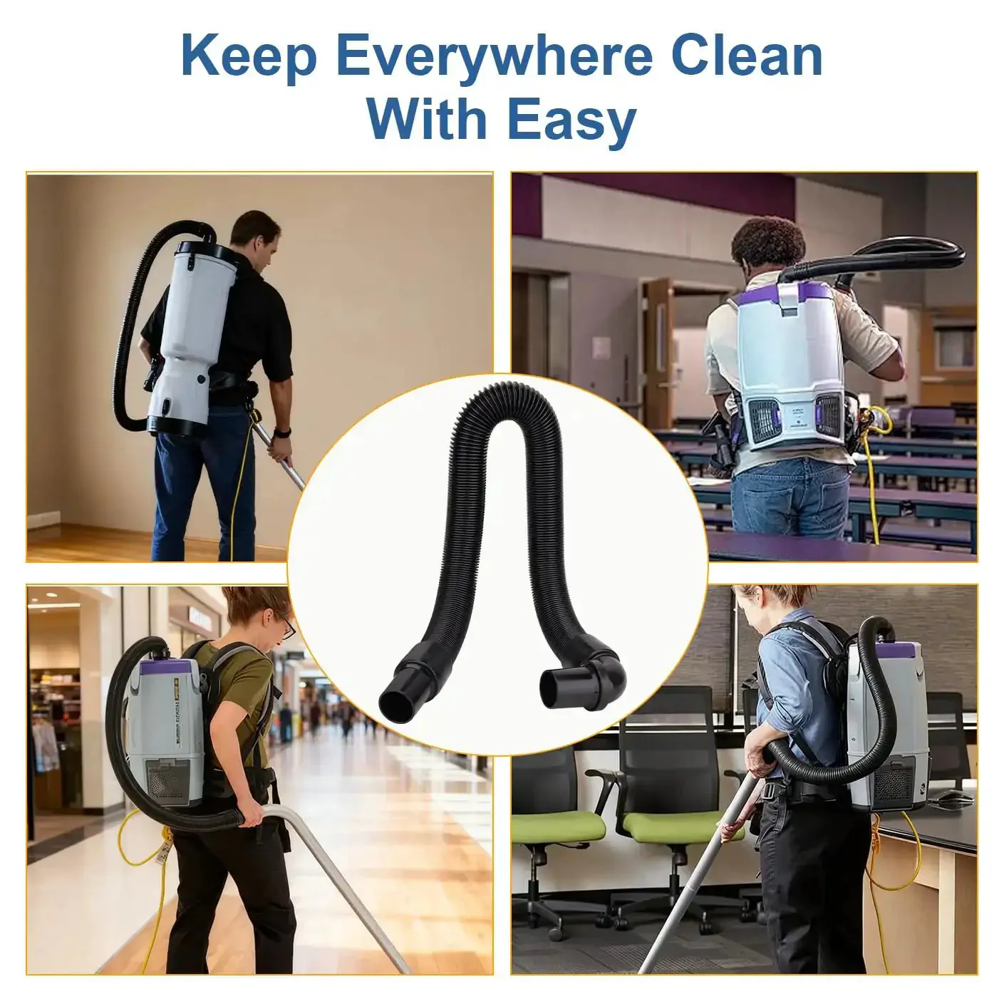 Backpack Vacuum Hose Compatible With Popular Backpack Vacuums Like Super Coach And Mode 6 Replacement Static Dissipating One And A Half Inch Cuffs 16 Inch Length Fits CoachVac And More For Everyday Boss Level Cleaning - Image 3