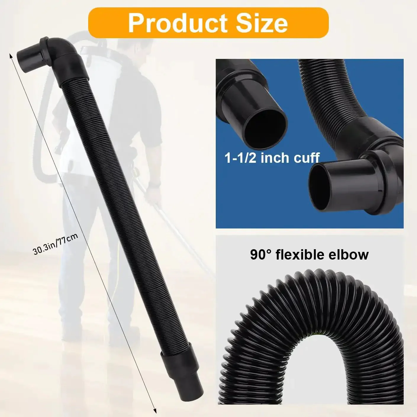 Backpack Vacuum Hose Compatible With Popular Backpack Vacuums Like Super Coach And Mode 6 Replacement Static Dissipating One And A Half Inch Cuffs 16 Inch Length Fits CoachVac And More For Everyday Boss Level Cleaning - Image 7