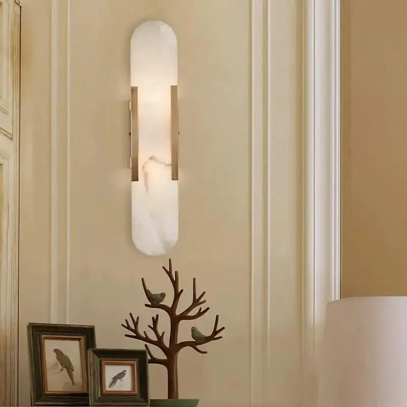 Backplate Sconce With Alabaster Shade Modern Bathroom Wall Light Sleek Design And Thick Backplate Wrapped Center Three Finishes 4.25 In W By 3.5 In D By 20 In H Ideal Vanity Lighting - Image 8