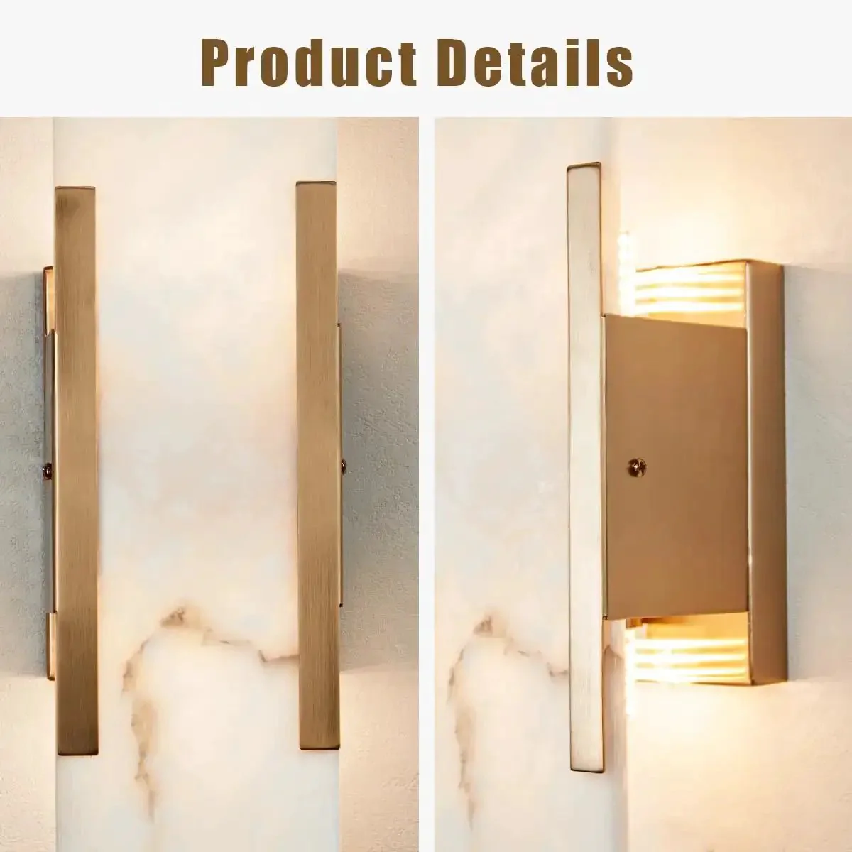 Backplate Sconce With Alabaster Shade Modern Bathroom Wall Light Sleek Design And Thick Backplate Wrapped Center Three Finishes 4.25 In W By 3.5 In D By 20 In H Ideal Vanity Lighting - Image 9