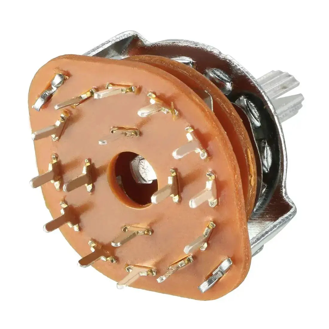 Band Selector Rotary Switch 16 Pin 4 Pole 3 Position Single Deck 2 Pack For Radio TV And Industrial Control Units With 9mm Thread And 6mm Shaft 14mm Shaft Length Silver - Image 2