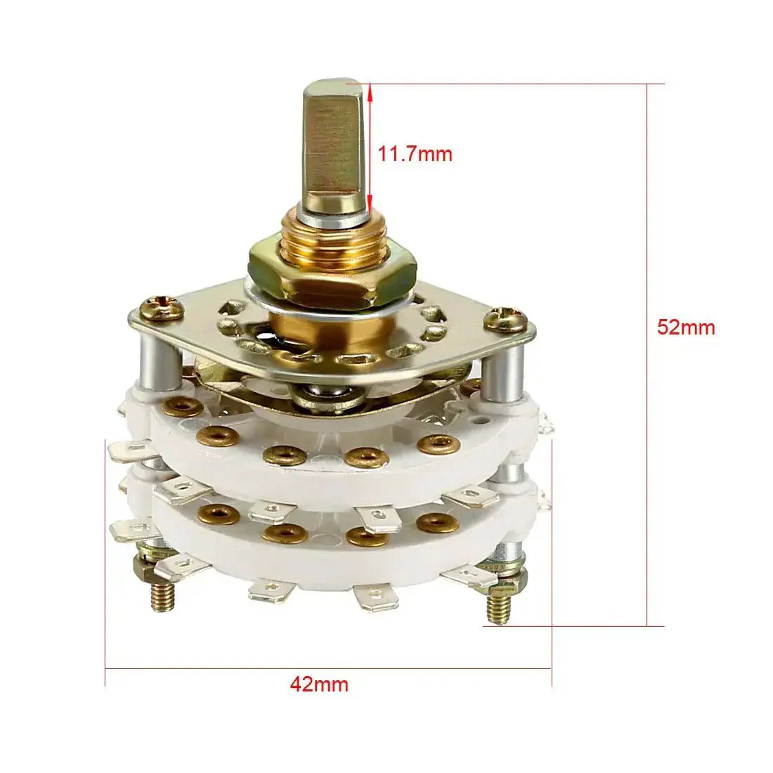 Band Selector Rotary Switch 2 Pole 10 Position 2 Deck With Plastic Knob 22 Pins 6mm Shaft 9.7mm Mount Hole Easy Mount For DIY Electronics Audio Instrument And Hobby Projects - Image 4