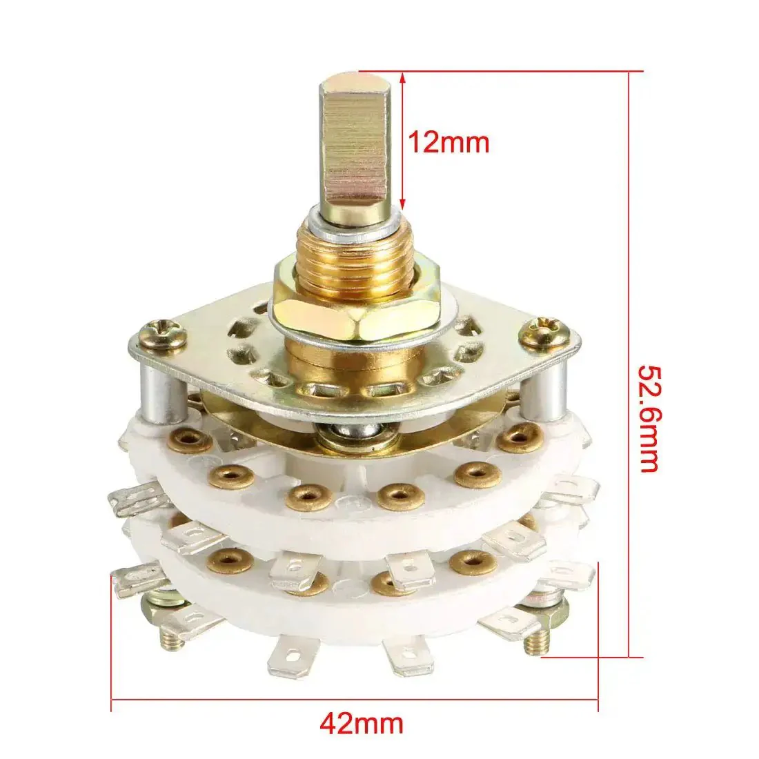 Band Selector Rotary Switch 2 Pole 11 Position, 2 Deck, 24 Pin, 9mm Thread, 6mm Shaft For Radio, TV, Industrial Controls And Electronics Projects Ideal For Hobbyists And Pros - Image 4