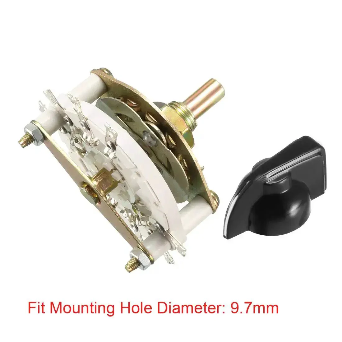 Band Selector Rotary Switch 2 Pole 3 Position With Knob And Mounting Nut 8 Pin 1 Deck Panel Mount For Electronics DIY Projects 9.7mm Mount Hole 6mm Shaft Diameter 11.7mm Shaft Length - Image 3