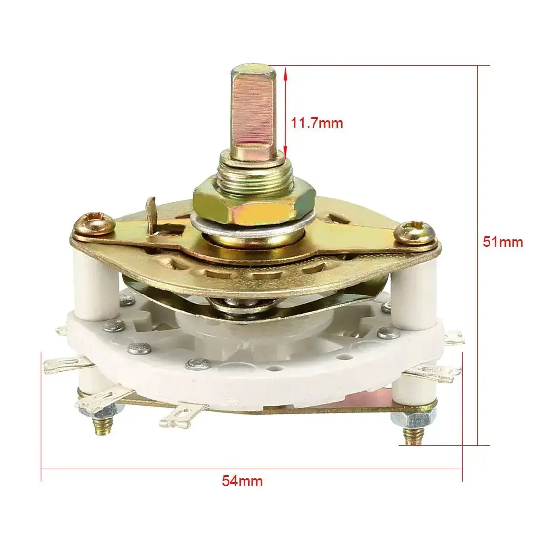Band Selector Rotary Switch 2 Pole 3 Position With Knob And Mounting Nut 8 Pin 1 Deck Panel Mount For Electronics DIY Projects 9.7mm Mount Hole 6mm Shaft Diameter 11.7mm Shaft Length - Image 4