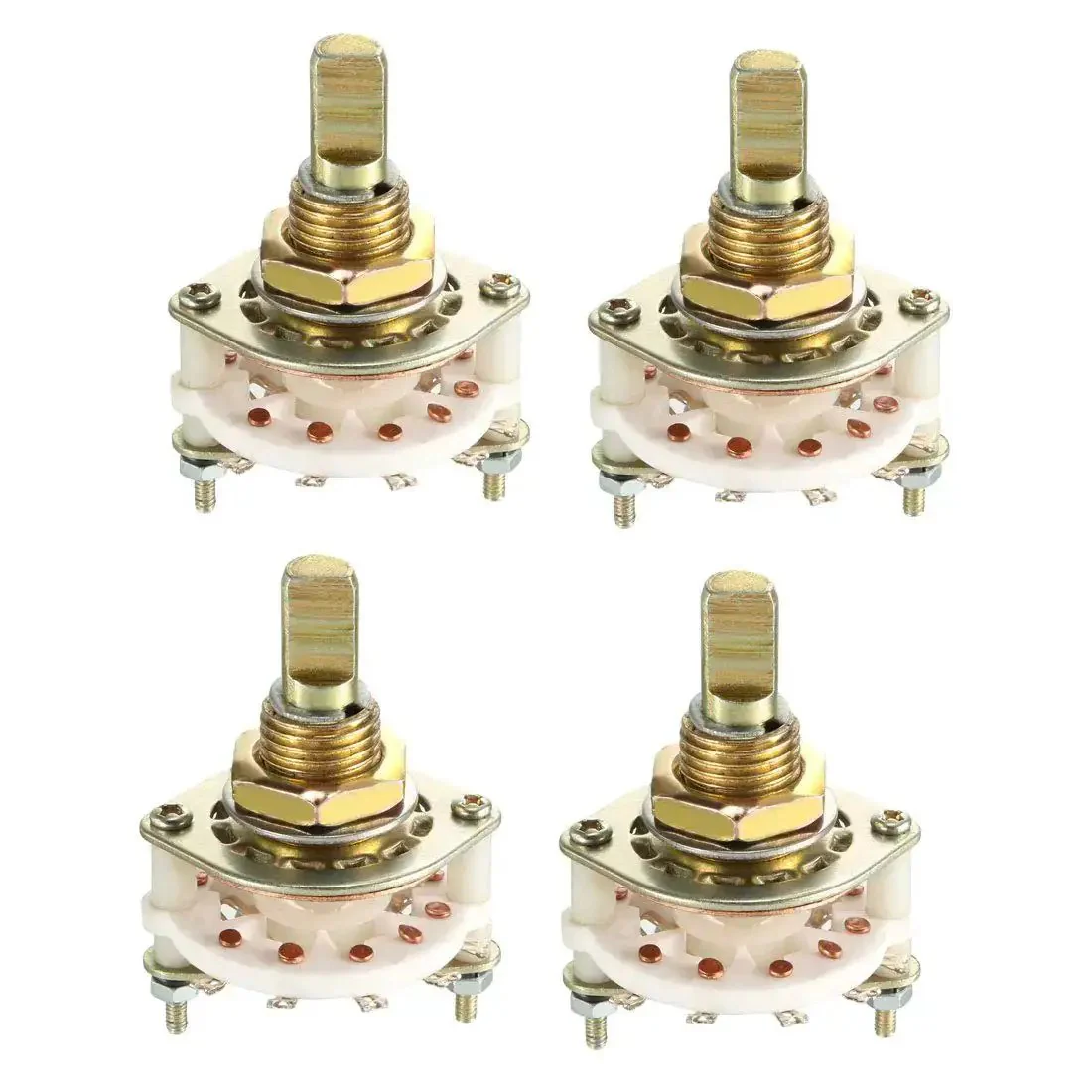 Band Selector Rotary Switch, 2 Pole 4 Position, 10 Pin, Single Deck, 9mm Mount Hole, 6mm Shaft, 11.5mm Shaft Length, Ideal For Radio, TV, Industrial Machinery Control Panels, And DIY Electronics Projects