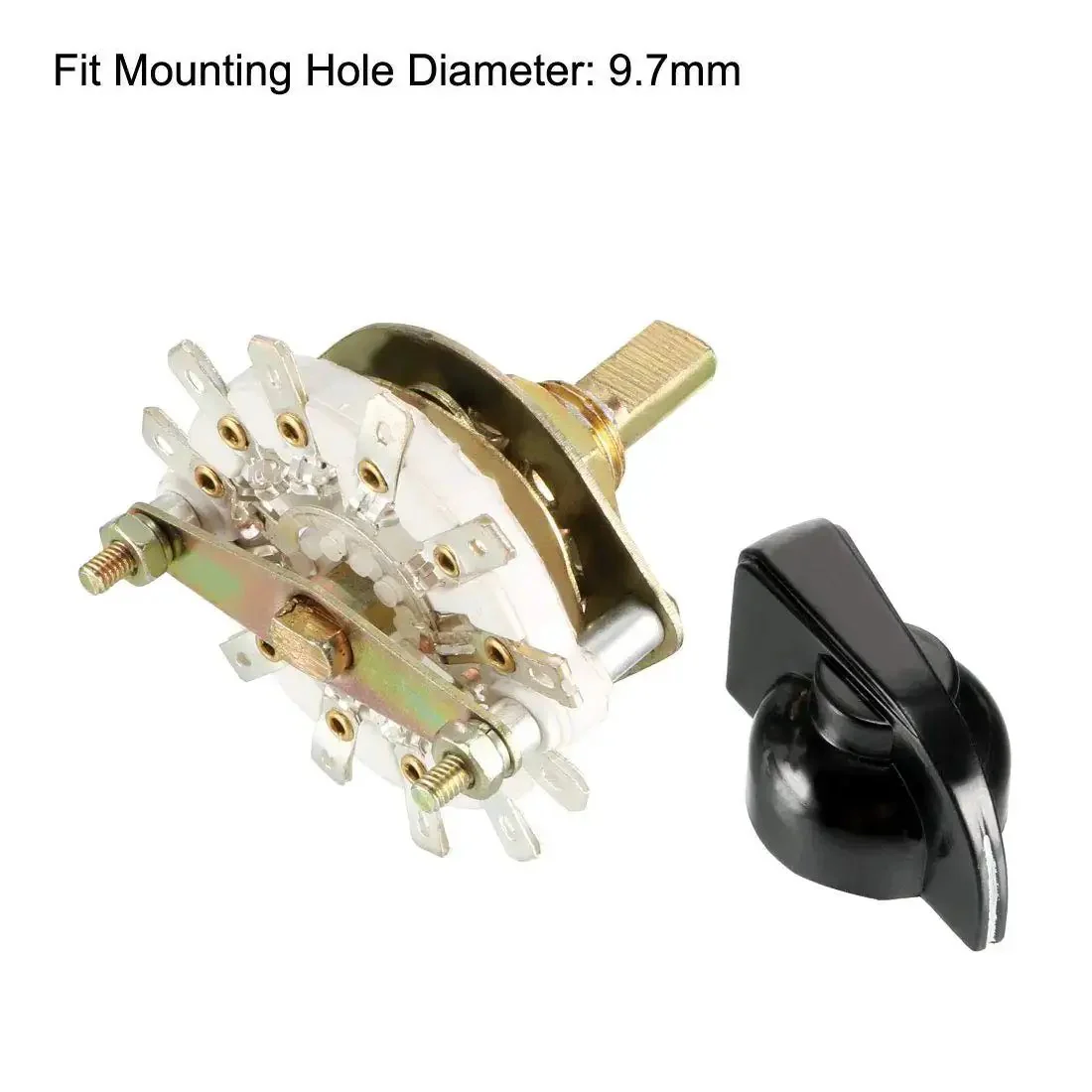 Band Selector Rotary Switch 2 Pole 5 Position 1 Deck With Knob And Mounting Nut 12 Pins, 9.7mm Mount Hole, 6mm Shaft, 11.7mm Shaft Length, A Solid Pick For DIY Electronics And Control Panels - Image 3