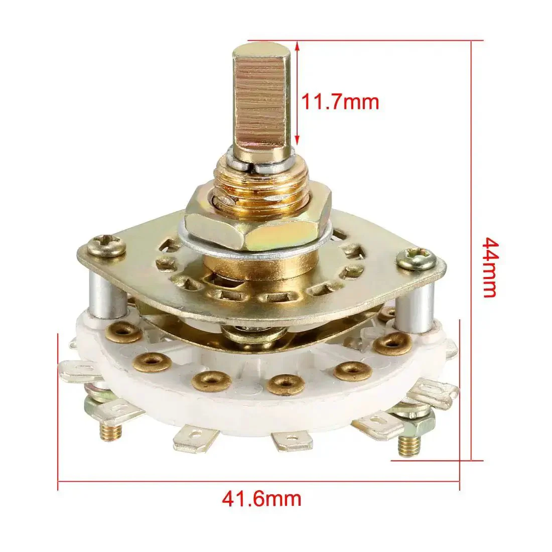 Band Selector Rotary Switch 2 Pole 5 Position 1 Deck With Knob And Mounting Nut 12 Pins, 9.7mm Mount Hole, 6mm Shaft, 11.7mm Shaft Length, A Solid Pick For DIY Electronics And Control Panels - Image 4