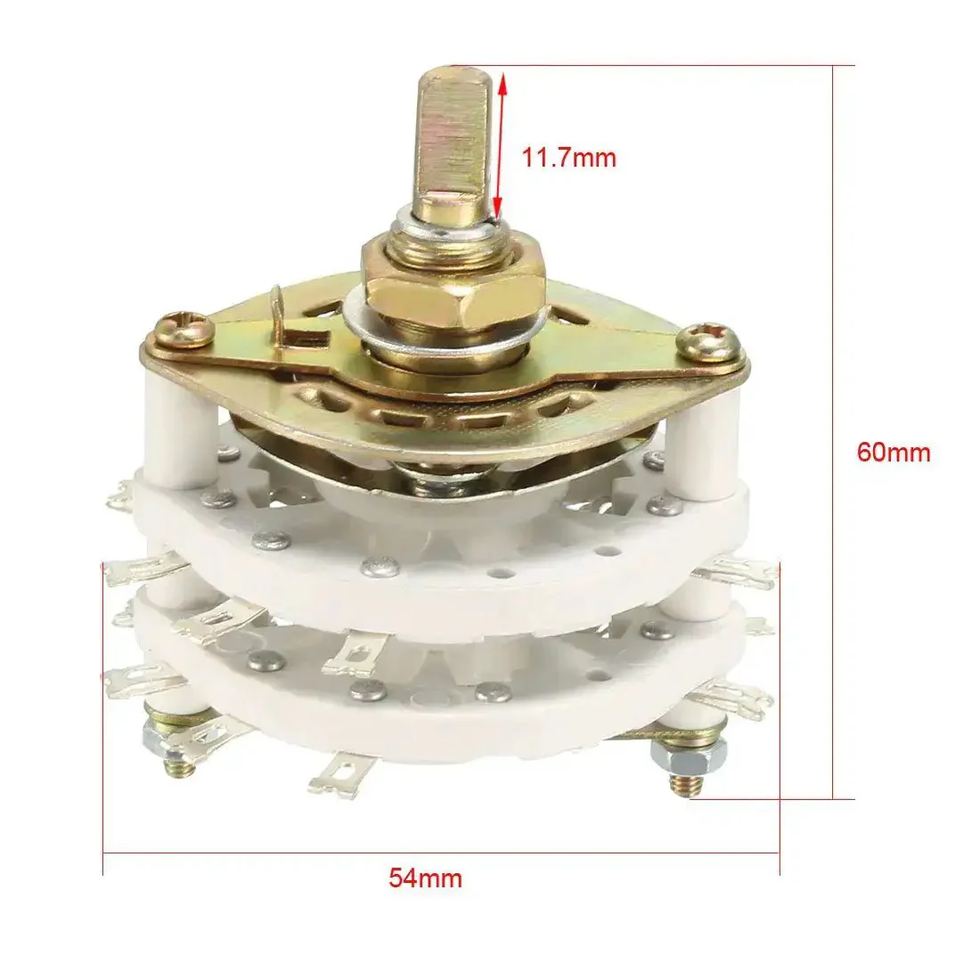 Band Selector Rotary Switch 4 Pole 3 Position 2 Deck 16 Pin For Radio TV And Industrial Control Panels Built Tough For Easy Mounting With 9.7mm Hole And 6mm Shaft - Image 4