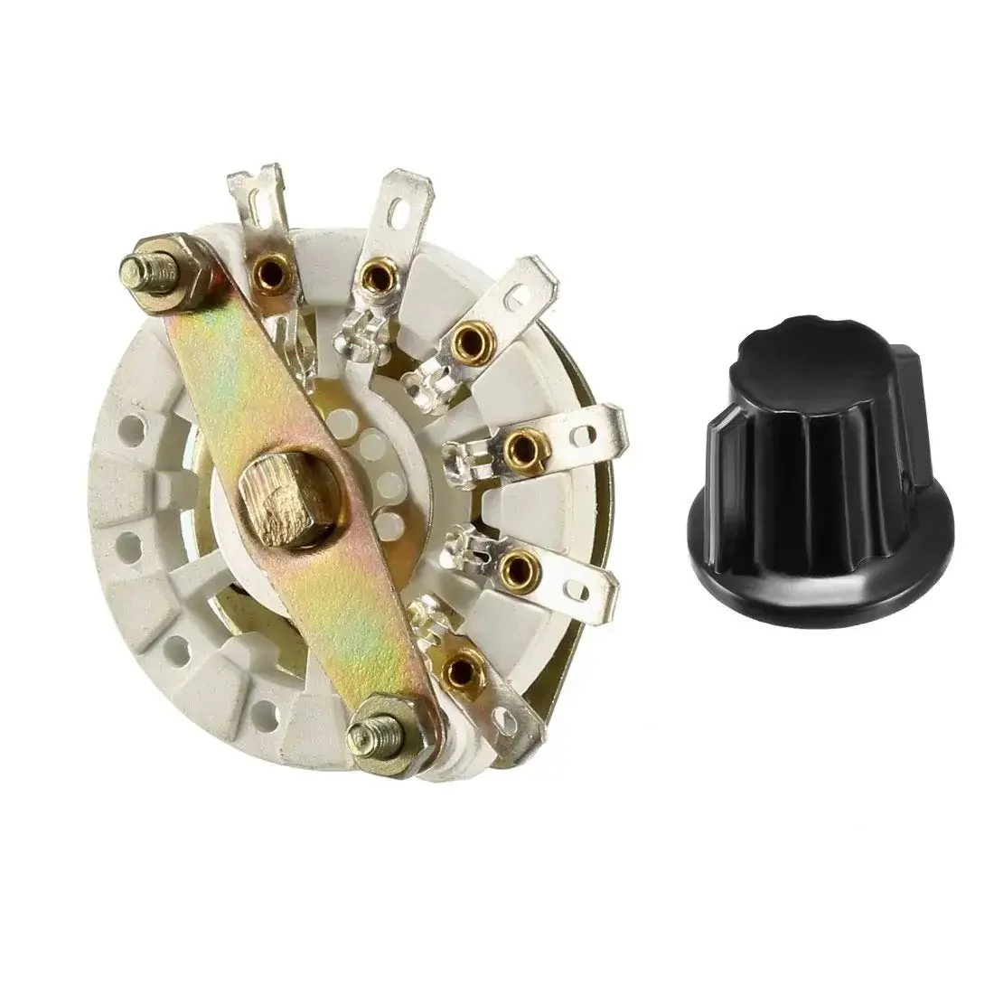 Band Selector Rotary Switch One Pole Five Position With Knob Deck Mount 9.7mm Mount Hole 6mm Shaft 0.46 Inch Shaft Length Includes Mount Nut And Black Knob Ideal For DIY Electronics Projects - Image 2