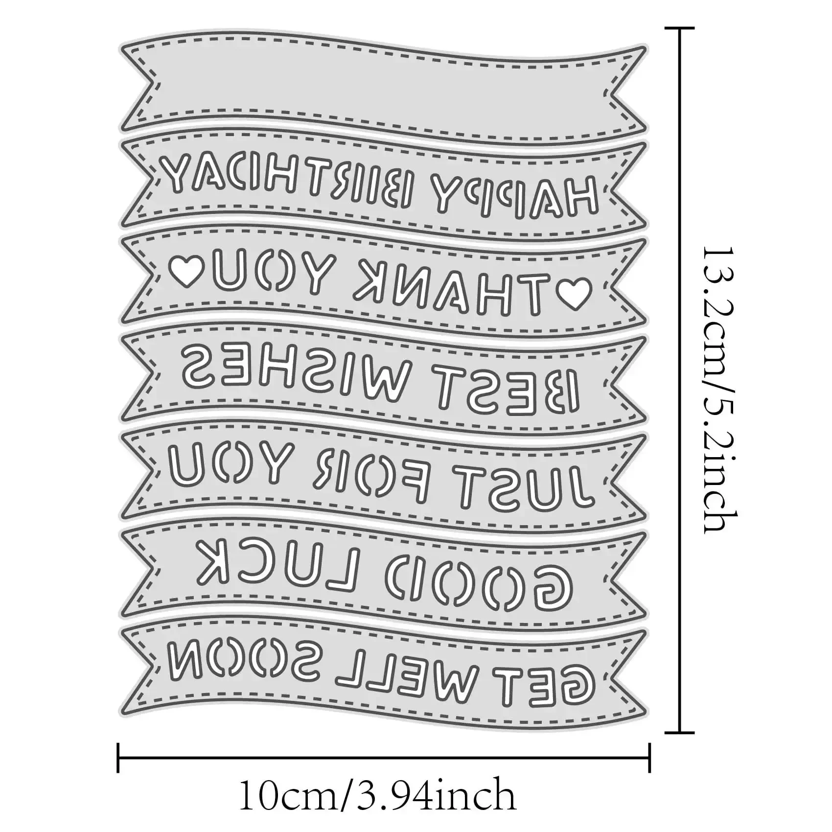 Banner Sentiment Scrapbooking Die Cuts Set With Layered Stitching Frame Dies For Card Making And Paper Crafts Includes Happy Birthday Just For You Thank You Best Wishes Good Luck Get Well Soon Metal Cutting Dies DIY Album Decor - Image 7