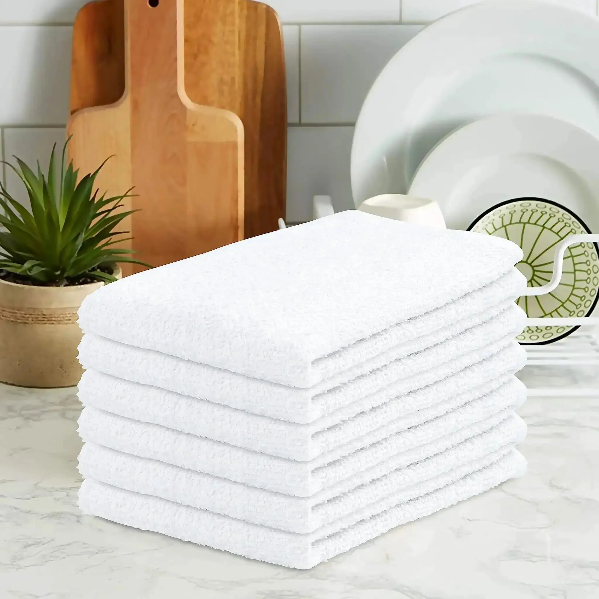 Bar Mop Towels Bulk Pack 24 16 By 19 Inches Absorbent Durable Cotton Cleaning Rags For Kitchen Restaurant Bar Home Multipurpose Terry Cloth Towels White - Image 8