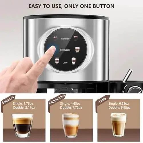 Barista-Grade 3-In-1 20 Bar Espresso Machine For Home Use With Dual Boiler And Automatic Milk Frother, Makes Espresso, Latte And Cappuccino From Ground Coffee Or Capsules, 57oz Water Tank, Touchscreen Control - Image 10