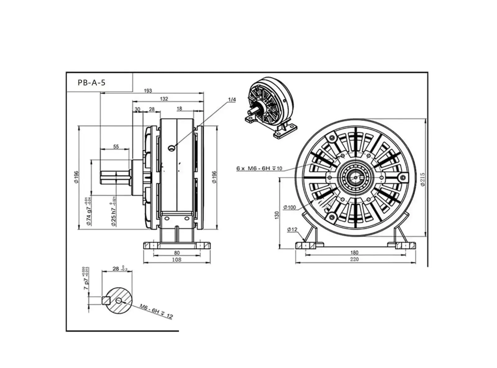 Base-Mounted Single Shaft Magnetic Powder Brake PB-5 With 50 Nm Torque For Industrial Tension Control, Pro-Grade Precision, Fast Response, Durable And Low Maintenance, Overload Protection - Image 4