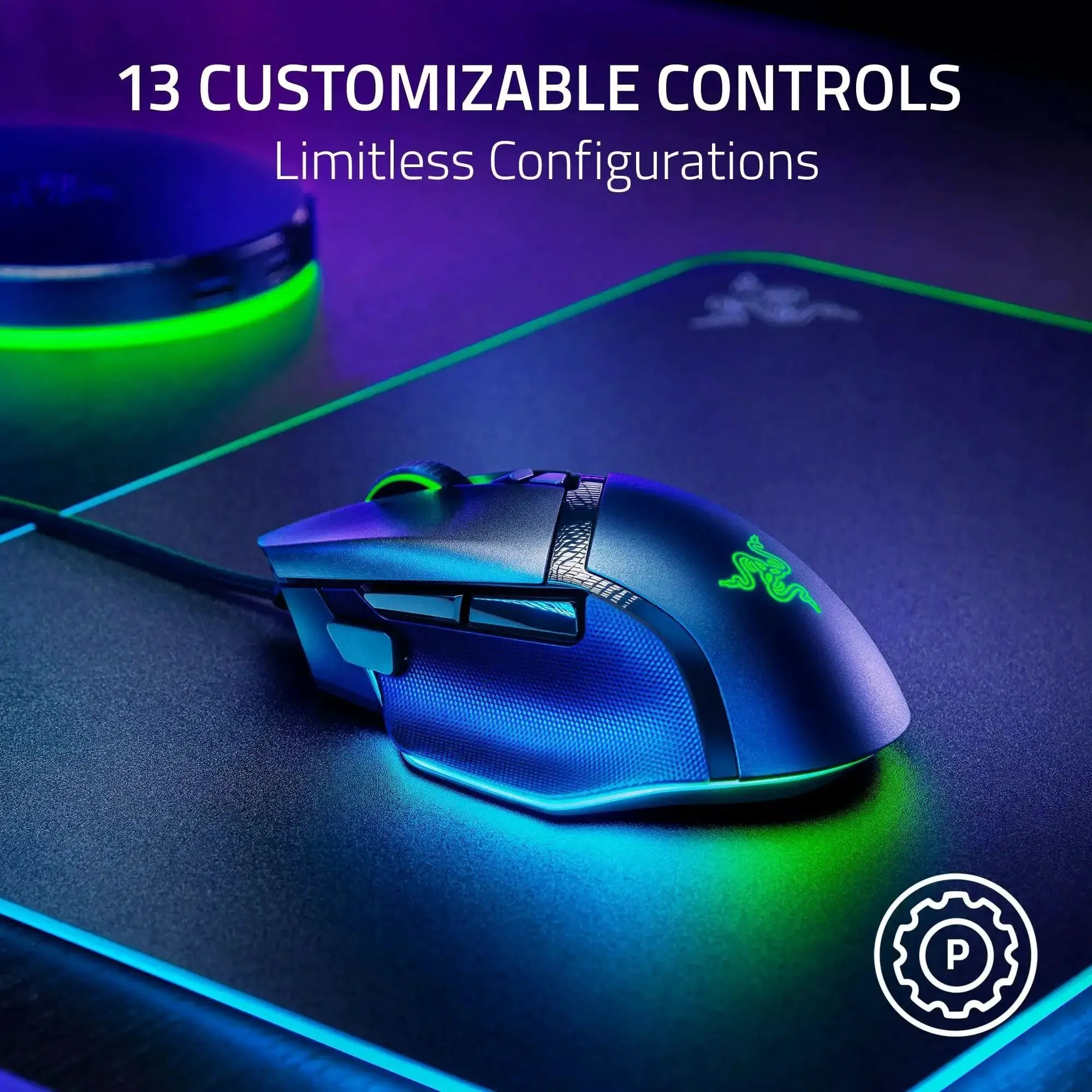 Basilisk V3 35K Wired Ergonomic Gaming Mouse With HyperScroll Tilt Wheel, 35K DPI Optical Sensor Gen 2, Pro-Grade 13 Programmable Buttons, Chroma RGB Lighting, Gen 3 Optical Switches, Speedflex Cable, Smart-Scroll Auto Mode - Image 8