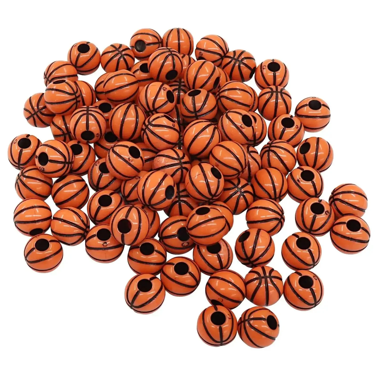 Basketball Beads Set For Crafting, 100 Pcs Lightweight Acrylic Spacer Beads With Big Holes And 4mm Bore, Realistic Mini Basketball Charms For Jewelry Making, Beading And DIY Projects For Pro Beaders