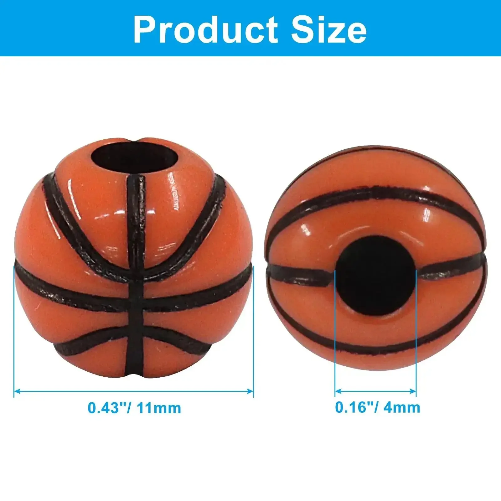 Basketball Beads Set For Crafting, 100 Pcs Lightweight Acrylic Spacer Beads With Big Holes And 4mm Bore, Realistic Mini Basketball Charms For Jewelry Making, Beading And DIY Projects For Pro Beaders - Image 4