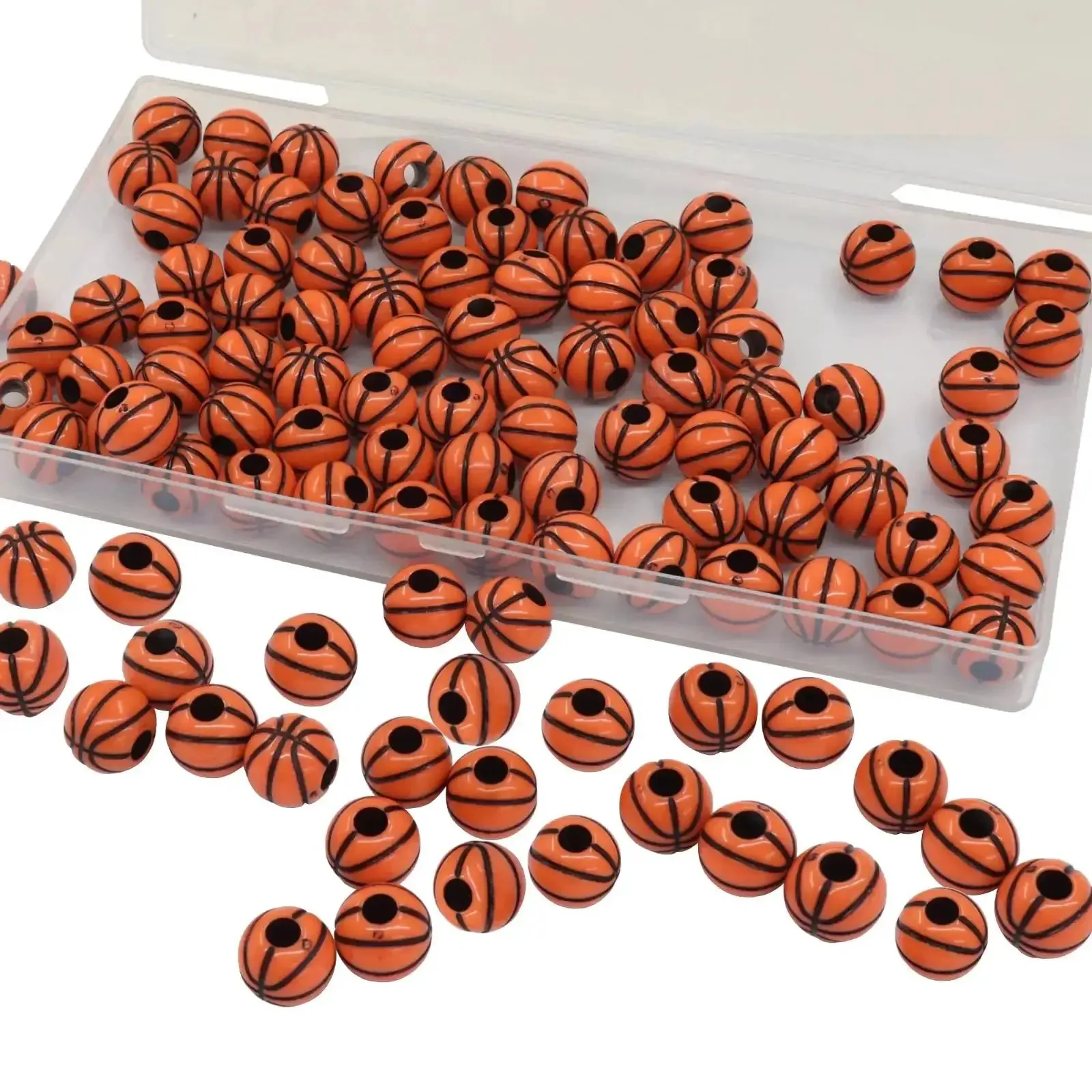 Basketball Beads Set For Crafting, 100 Pcs Lightweight Acrylic Spacer Beads With Big Holes And 4mm Bore, Realistic Mini Basketball Charms For Jewelry Making, Beading And DIY Projects For Pro Beaders - Image 5