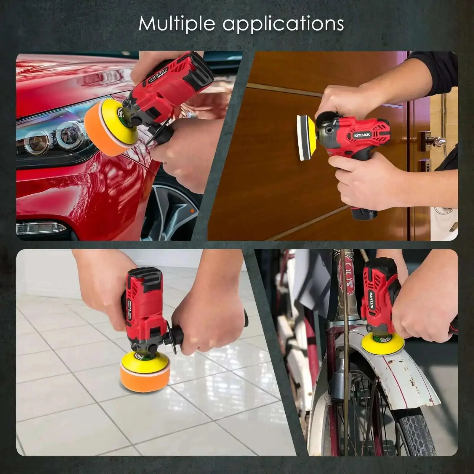 Battery Powered 12V Mini Car Buffer Polisher Beast Pro Grade Kit With 2x2000mAh Batteries And Quick Charge 40 Polishing Pads 1 Inch 2 Inch 3 Inch Backing Plates Variable Speed For Detailing Waxing And Buffing - Image 2