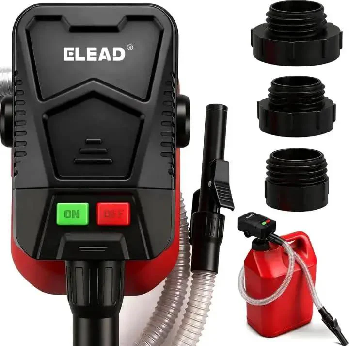 Battery Powered Fuel Transfer Pump No Spill Portable Gas Can Siphon Pump With Auto Stop Safety 3.2 GPM For Gas Diesel Oil Includes 3 Adapters And Extra Long Hose Batteries Not Included