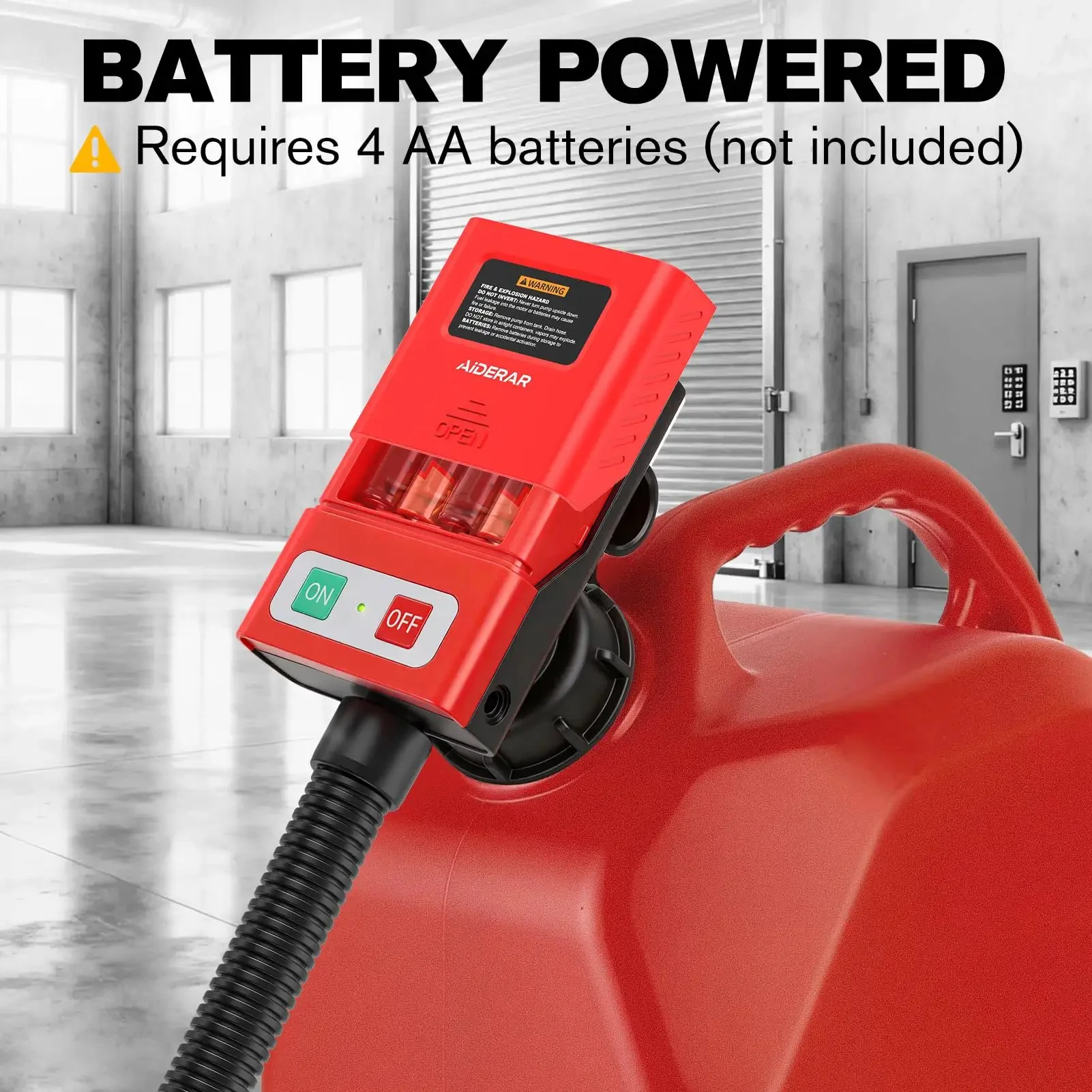 Battery Powered Fuel Transfer Pump With Auto Stop, 3.8 GPM, 71 Inch Hose, Includes 4 Adapters For Gasoline, Diesel, Kerosene, Easy Spill Free Liquid Transfer For Home Garage Or Outdoor Use - Image 3