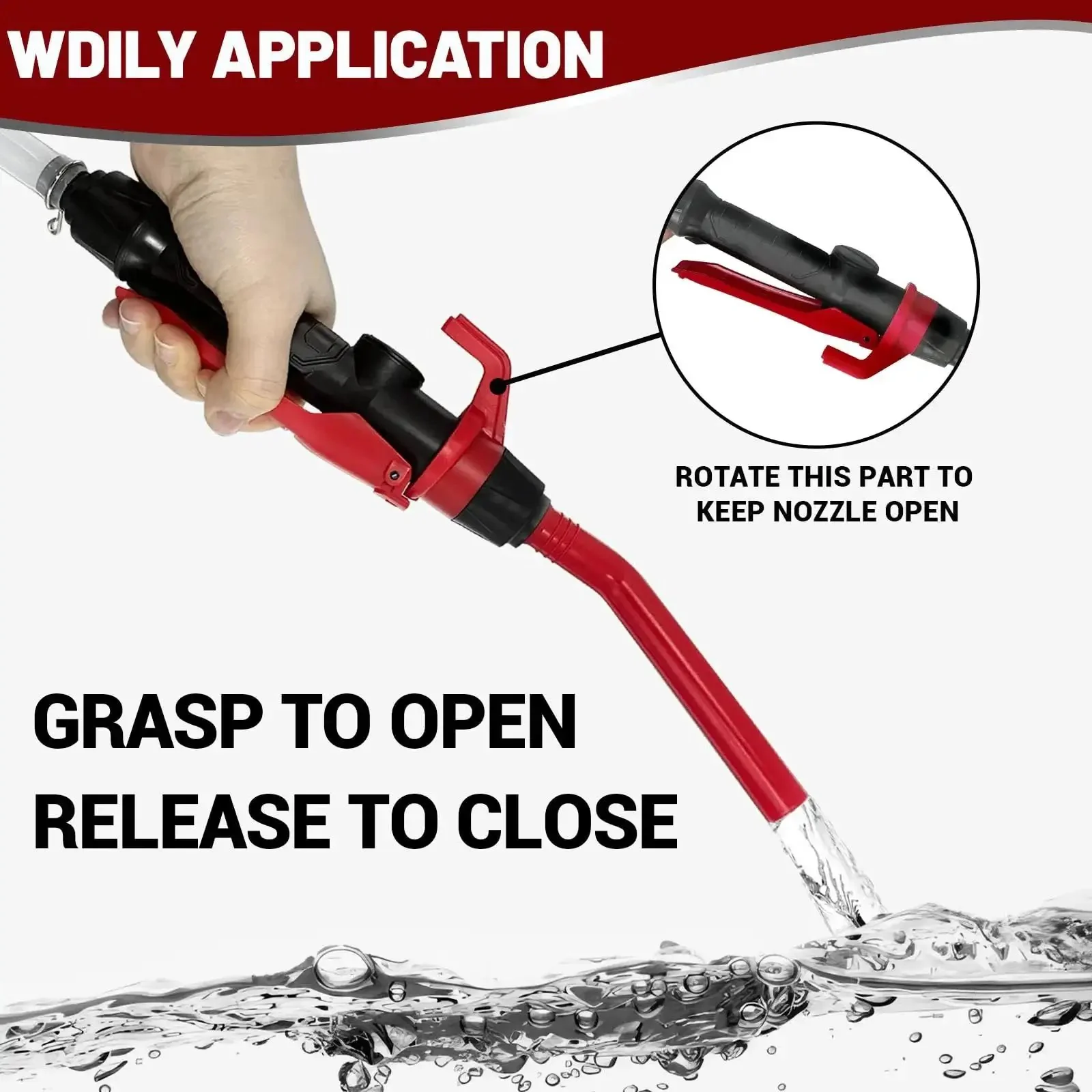 Battery Powered Gas Transfer Pump With 3 Ft Hose And Flow Control Nozzle Delivers 2.2 GPM For Quick Transfer Of Gas, Water Or Kerosene To Cans Or Containers, Portable Handle For Easy Use At Home, Garage Or On The Go - Image 5