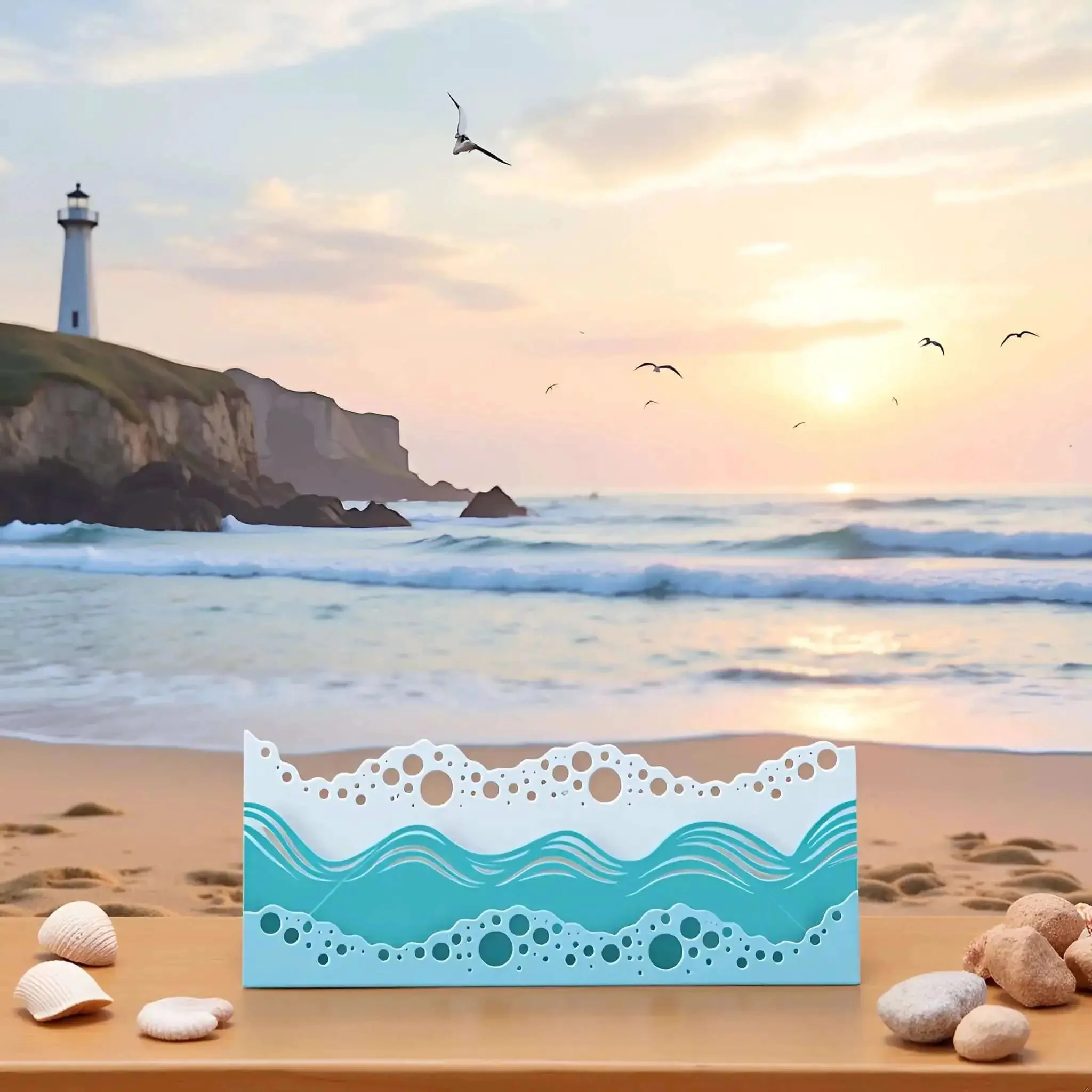 Beach Wave Metal Cutting Dies Set For Scrapbooking And Card Making, Summer Stencil And Embossing Templates, Ocean Theme Craft Dies, Beachy Vibes Gift Art Supplies For Diy Projects - Image 4