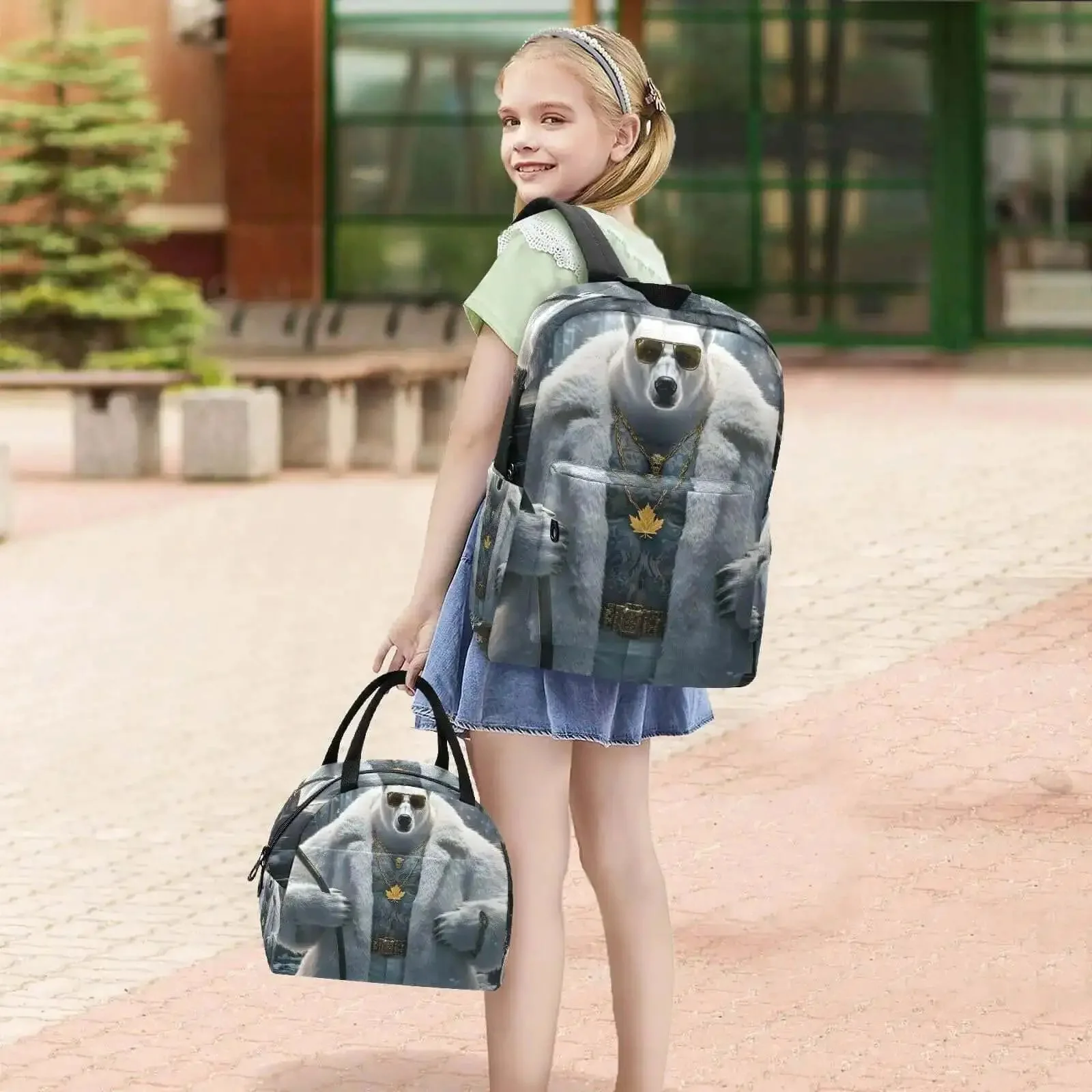 Bear Themed Sunglasses Backpack With Insulated Cooler Lunch Box, Lightweight 15.6 Inch Laptop Daypack For Women And Men, Durable Work Travel Picnic Bag With Multiple Pockets And Food Grade Insulation - Image 3