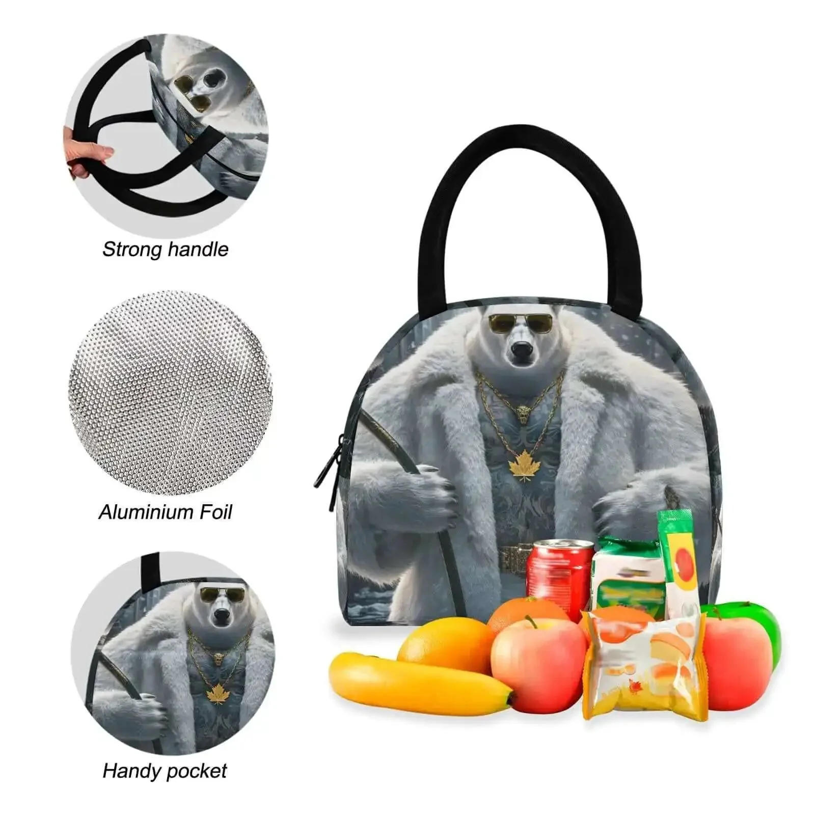 Bear Themed Sunglasses Backpack With Insulated Cooler Lunch Box, Lightweight 15.6 Inch Laptop Daypack For Women And Men, Durable Work Travel Picnic Bag With Multiple Pockets And Food Grade Insulation - Image 5