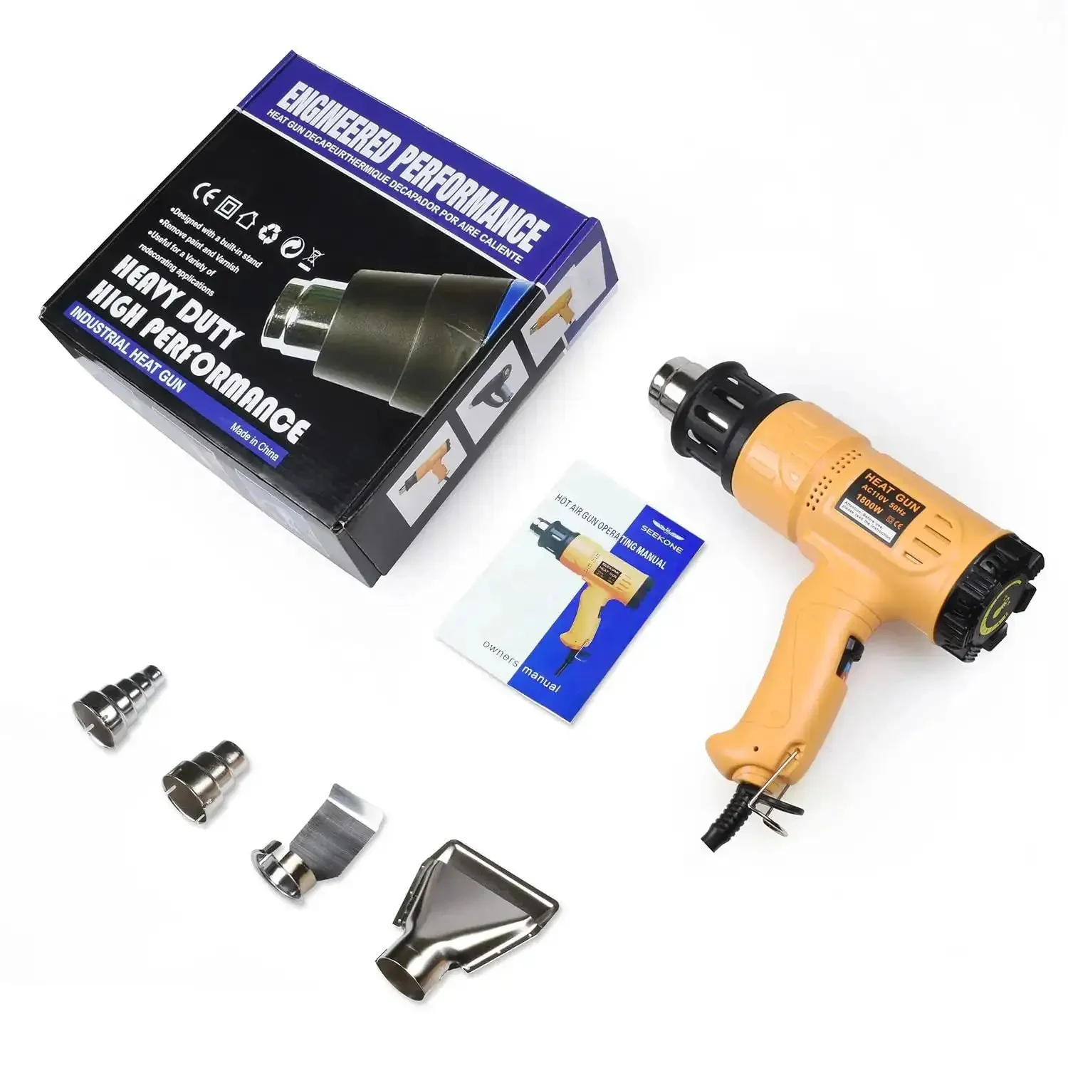 Beast 1800W Hot Air Heat Gun With Dual Temp Modes, Rapidly Heats To 1202F 650C In Seconds, Variable Temperature Control, Overload Protection, Includes 4 Nozzles For Crafts, PVC Shrinking, And Paint Stripping - Image 3