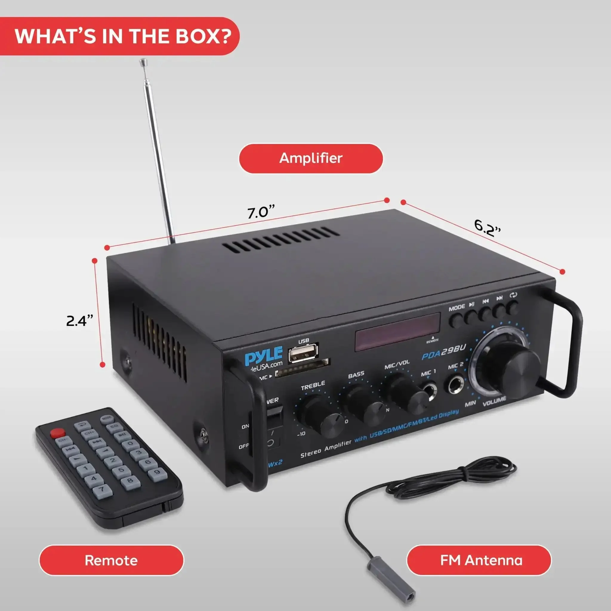 Beast 200W Peak Dual Channel Bluetooth Stereo Amplifier With LED Display And RCA USB SD MIC In FM Radio AUX Input For Home Theater Computer Audio Karaoke And Party Sound - Image 4