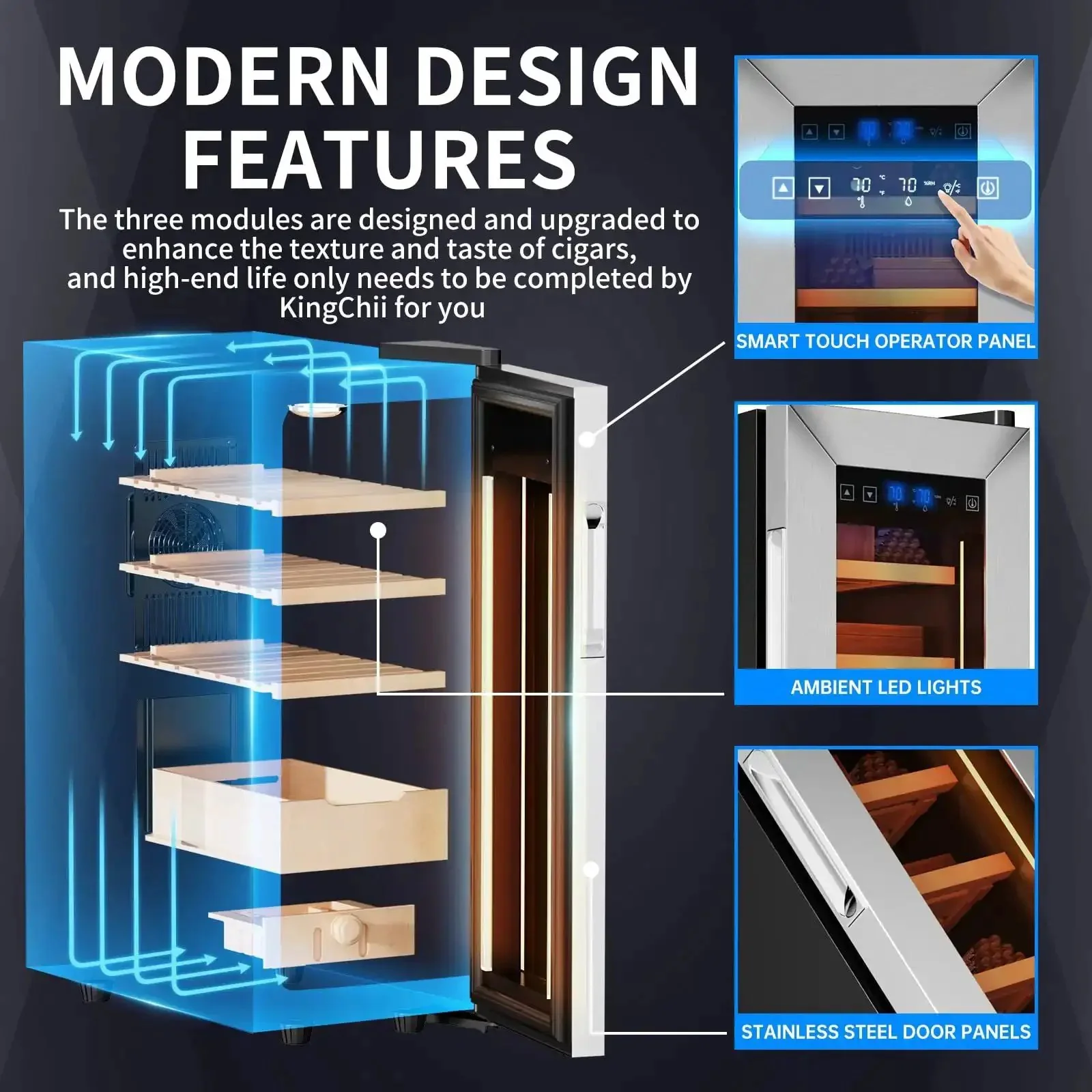 Beast 35L Temperature Humidity Control Cabinet With Humidification, Spanish Cedar Shelves With Hygrometer, Stable 64 To 72 Fahrenheit Temp And 60 To 75 Percent Humidity, Frost Free 360 Degree Air Circulation, Quiet Operation, Fathers Day Gift For Men - Image 5