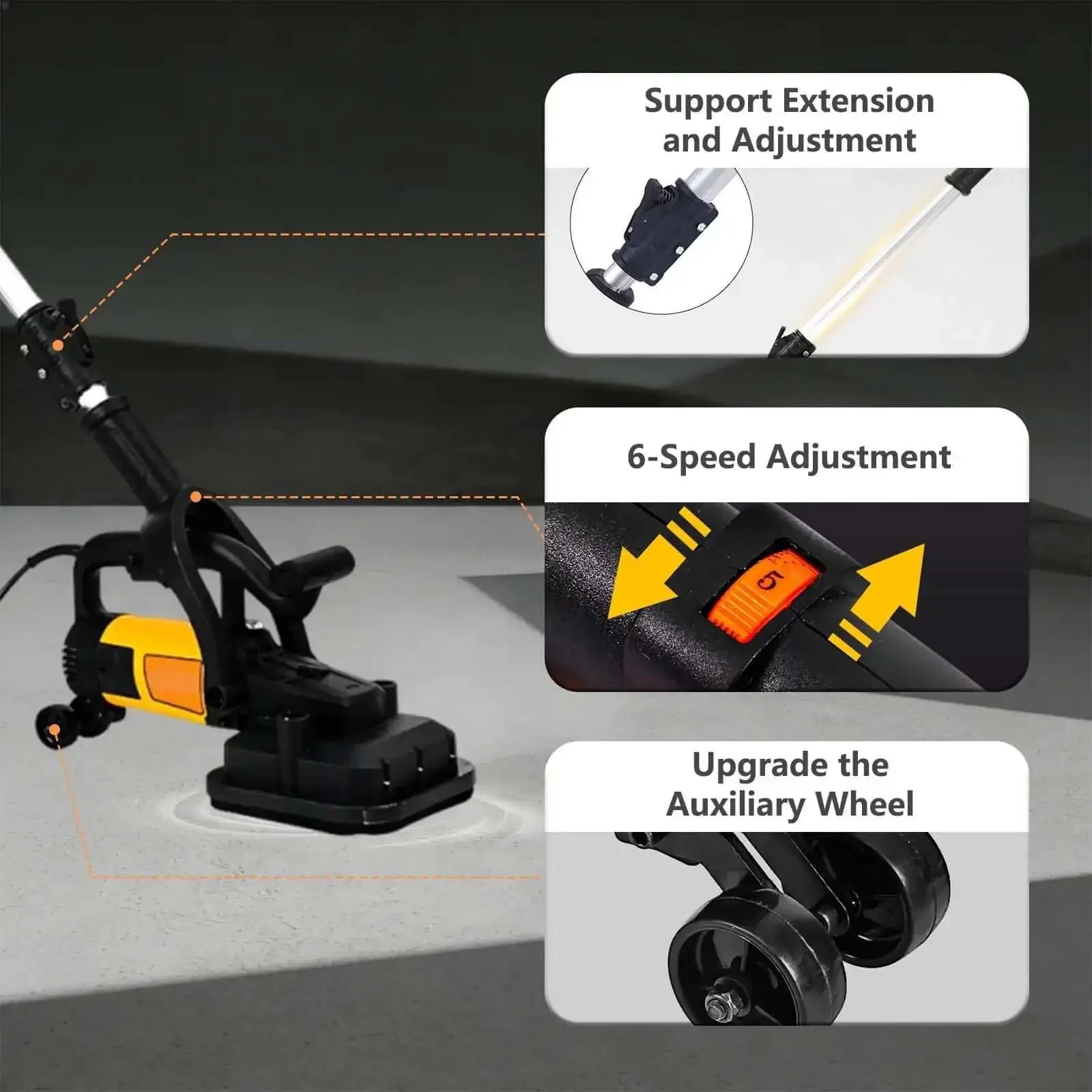 Beast Concrete Floor Grinder 4 Head 3800W With Extendable Rod For Polishing Concrete And Marble Floors Heavy Duty Velocity Control For Grinding Large Surfaces In Commercial And Industrial Spaces 230V - Image 4