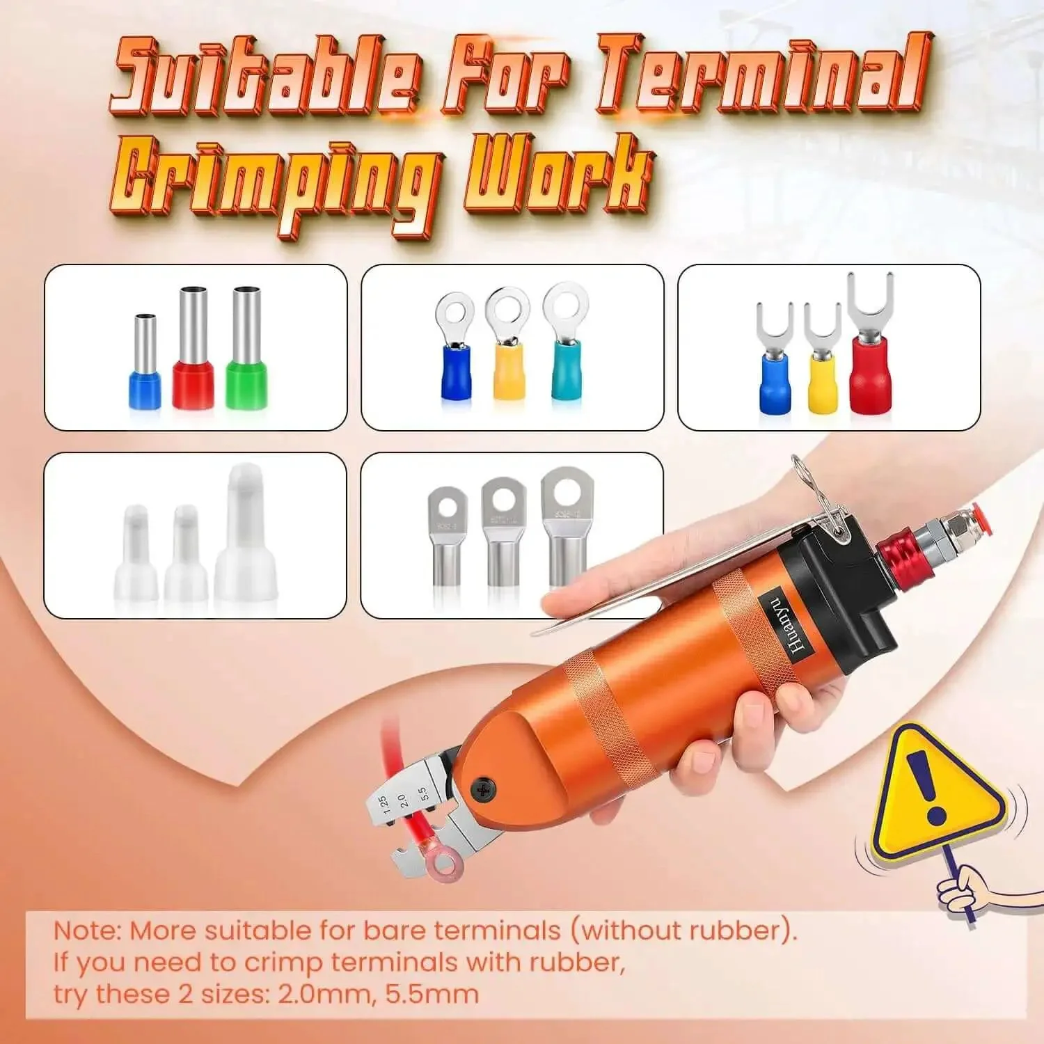 Beast Fast Pneumatic Wire Crimping Tool For Terminals 1.25mm To 2.0mm To 5.5mm, Quick Crimp Pliers For Bare And Insulation Terminals, Air Pressure Terminal Crimper For Connectors, Nipper Style - Image 2