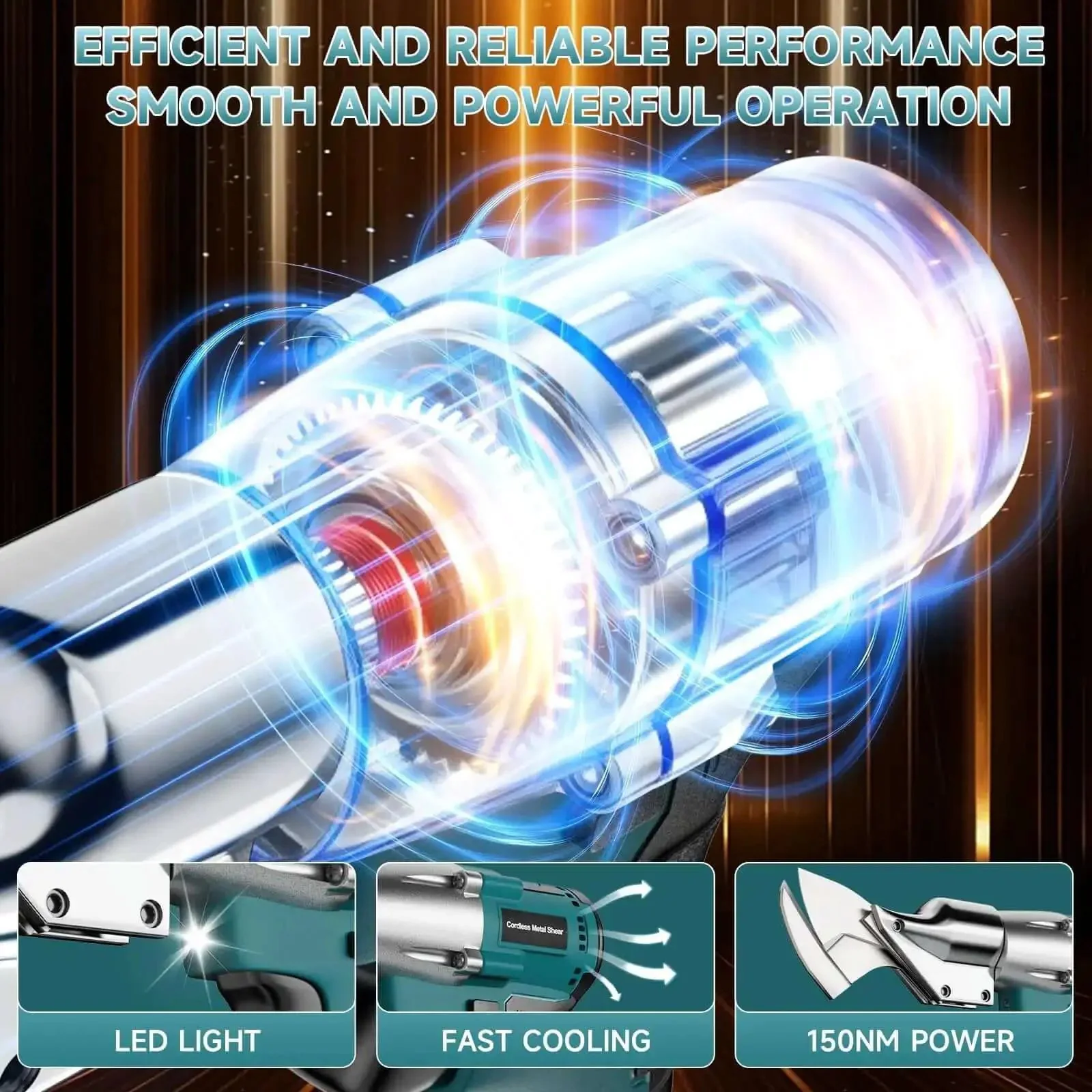 Beast Mode Cordless Sheet Metal Cutter With Two 4.0Ah Batteries, 360 Degree Pivoting Head, Brushless Variable Speed Shears For Cutting Stainless Steel Iron And Cardboard, Go Anywhere Heavy Duty Metal Cutting Tool - Image 7