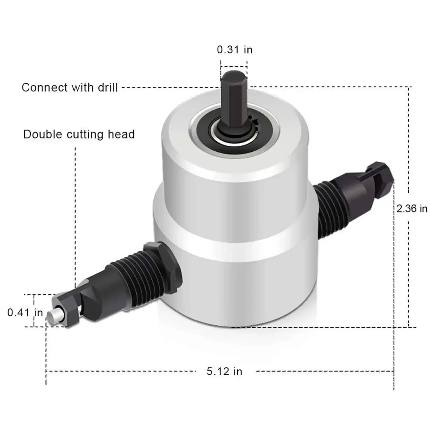 Beast Mode Pro Grade Double Head Sheet Metal Nibbler Cutter Drill Attachment With 360 Degree Adjustable Head And Wrench For Cutting Aluminum Copper Stainless Steel Plastic Fiberglass PVC And More - Image 5