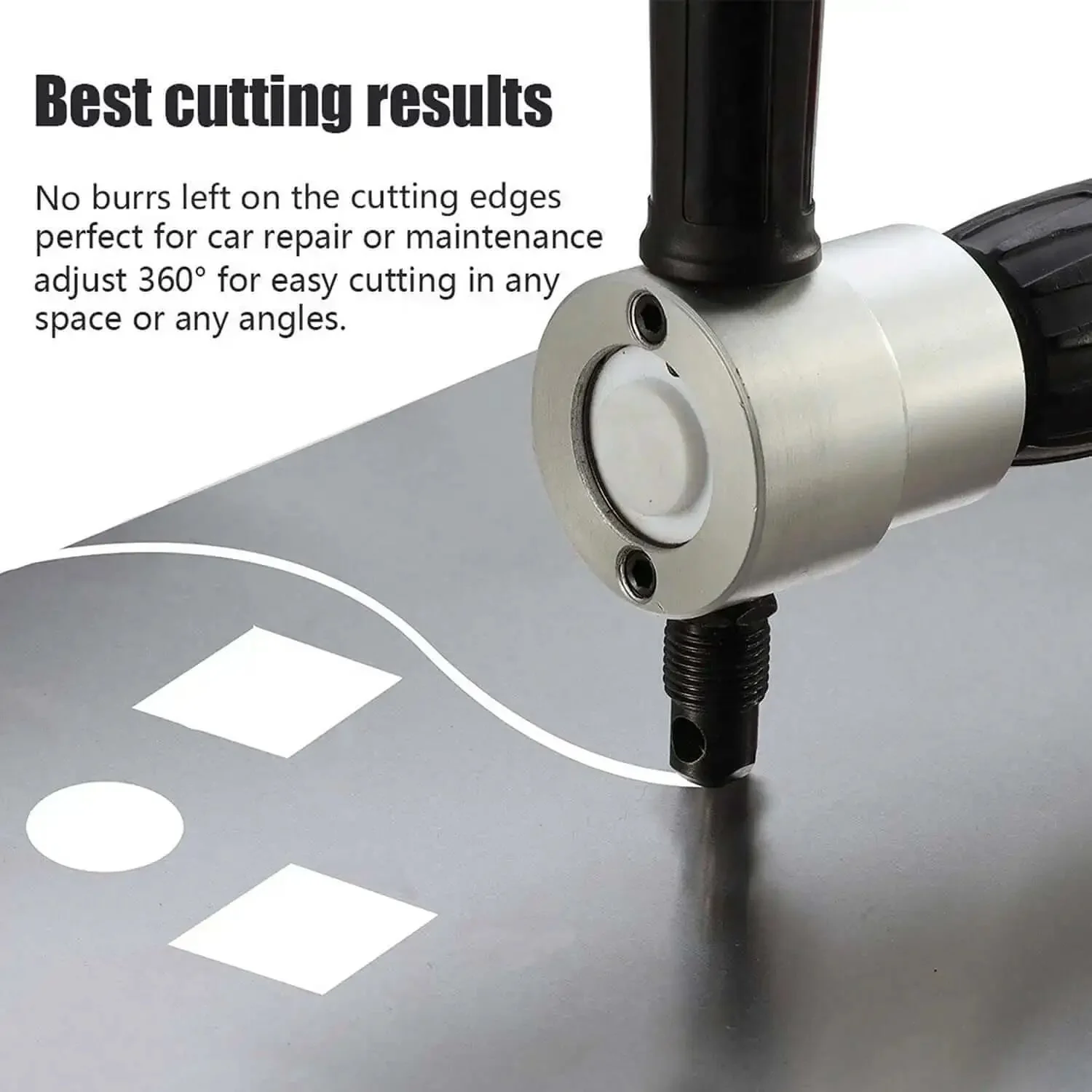 Beast Mode Pro Grade Double Head Sheet Metal Nibbler Cutter Drill Attachment With 360 Degree Adjustable Head And Wrench For Cutting Aluminum Copper Stainless Steel Plastic Fiberglass PVC And More - Image 8