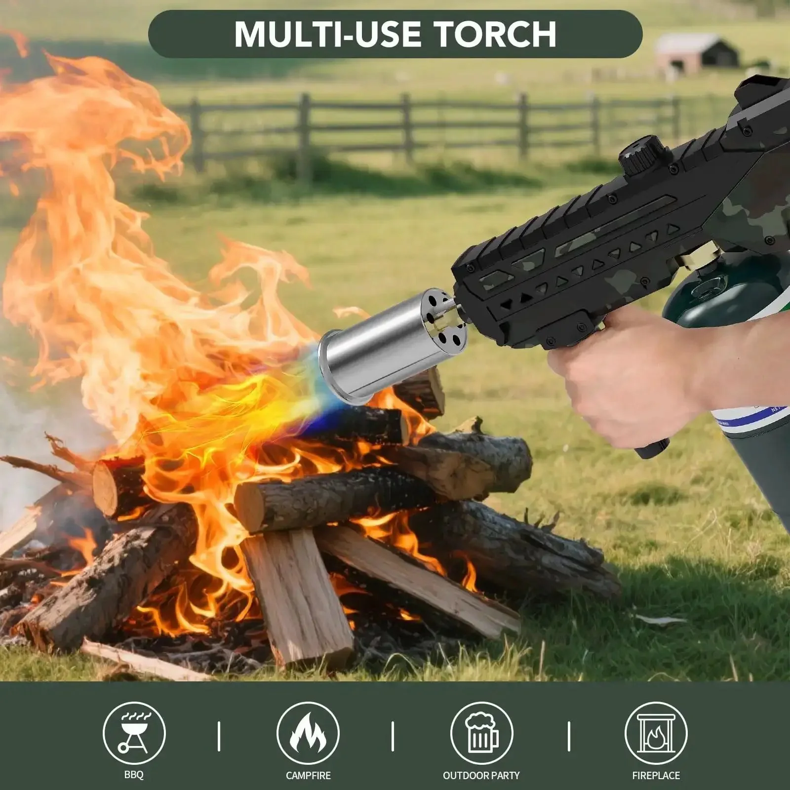 Beast Mode Propane Culinary Torch Gun With Adjustable Flame For Searing Steak, Grilling, Campfire Starts And Welding Prep, Fast Char, Browning And Precision Gas Control For BBQ And More, Gas Not Included - Image 7