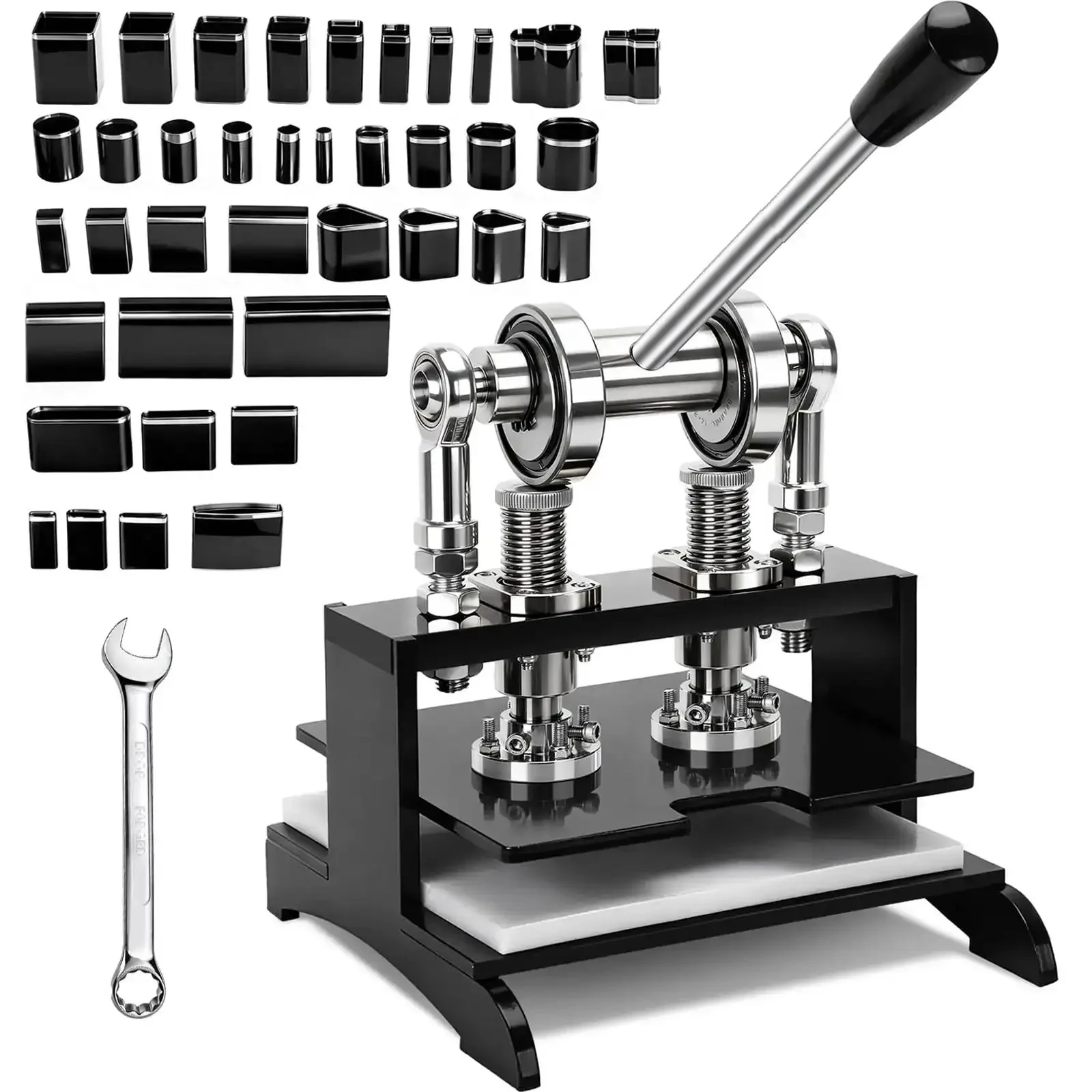 Beast Of A Leather Cutting Press 1.5 Ton With 20x20cm Work Bed Dual Guide Shafts And 39 Piece Hole Punch Tool Set For Leathercraft Diy And Die Cutting On Leather And Other Materials
