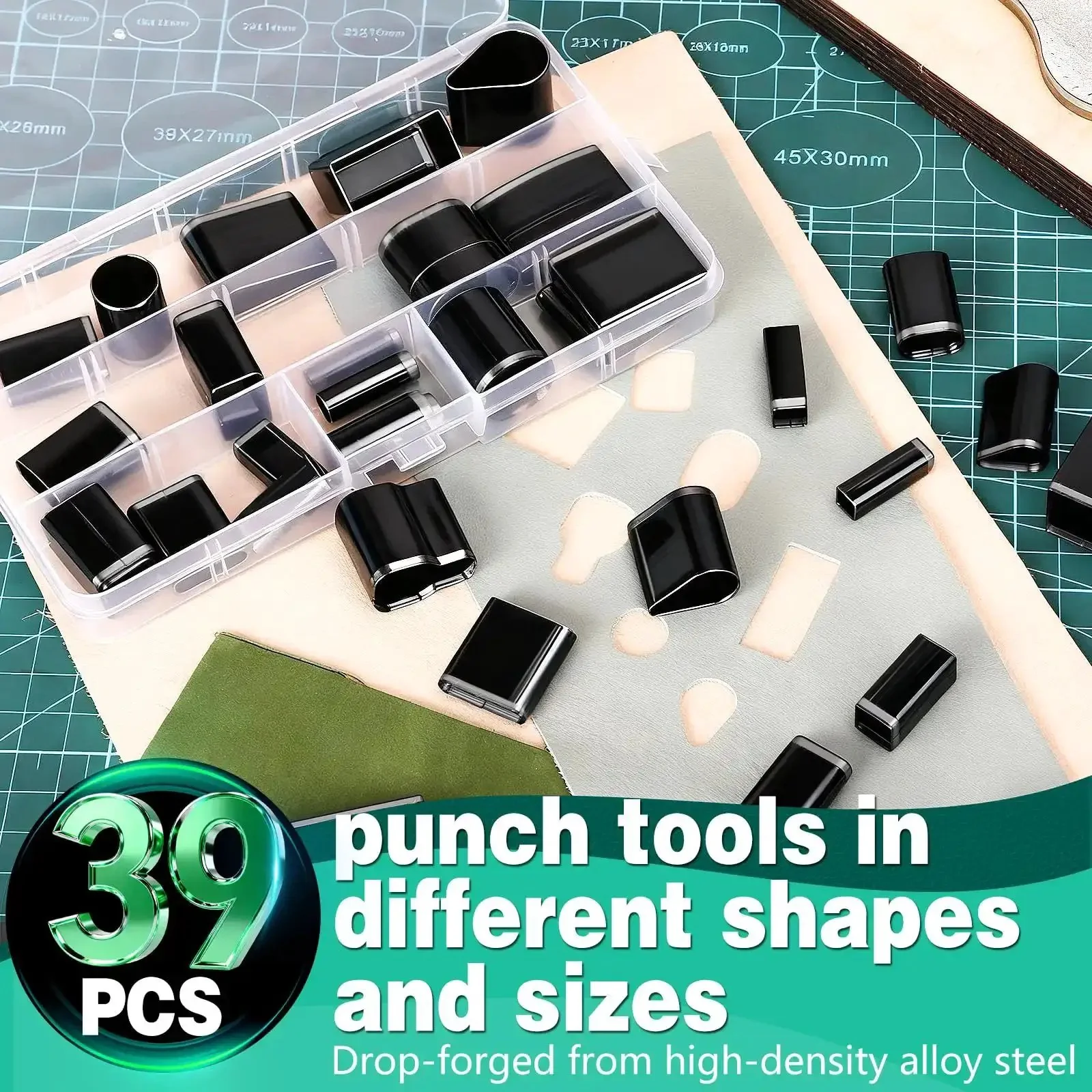 Beast Of A Leather Cutting Press 1.5 Ton With 20x20cm Work Bed Dual Guide Shafts And 39 Piece Hole Punch Tool Set For Leathercraft Diy And Die Cutting On Leather And Other Materials - Image 6