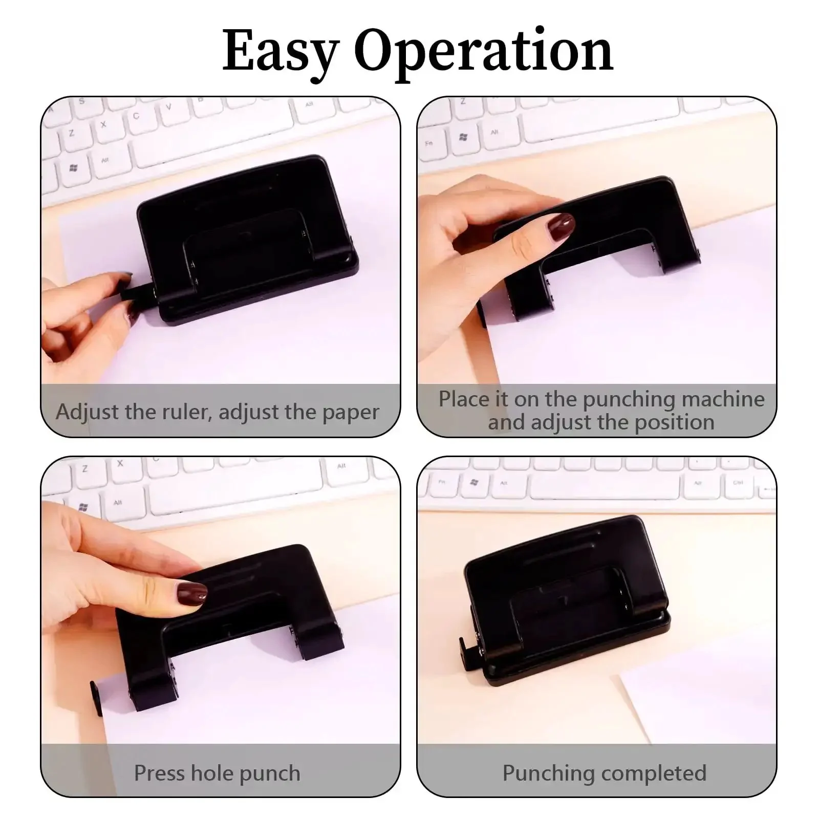 Beast Of A Two Hole Paper Punch One Quarter Inch Low Effort Double Hole Punch For File Folders Punches Up To Ten Sheets Works With A4 A5 B5 Paper Durable Metal Blue Construction Includes Mini Stapler For Office And Home - Image 2