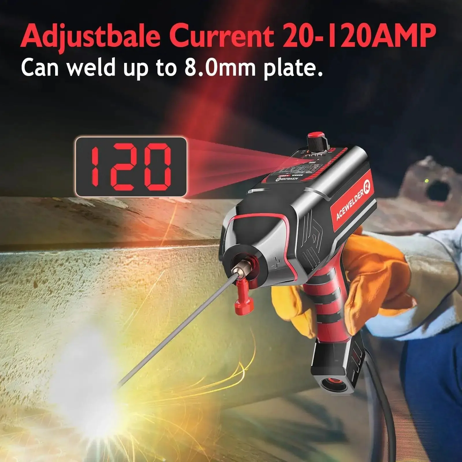 Beast Portable 110V Handheld Arc Welder With 120A Output, IGBT Inverter, Digital Display, Includes Ground Clamp, Welding Gloves, Folding Welding Helmet, Wire Brush, Welding Rods, Tool Box And Cloth Bag - Image 6