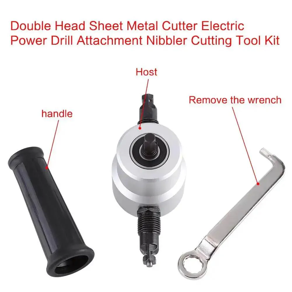 Beast Workhorse Double Head Sheet Metal Cutter Drill Attachment Nibbler Kit For Power Drill Cuts Steel Copper Aluminum Stainless Steel On Flat Or Curved Surfaces Heavy Duty Durable Metalworking Tool - Image 7