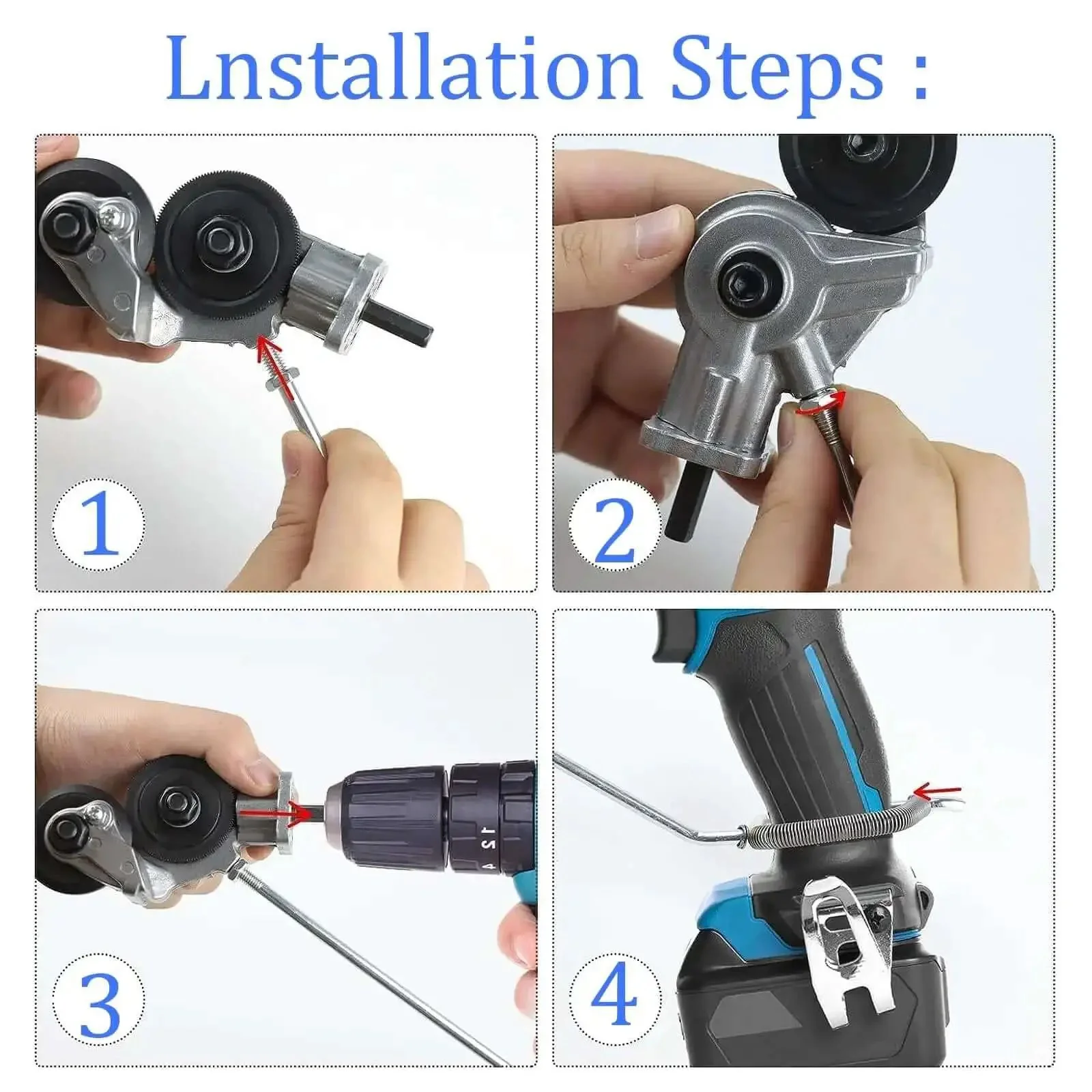 Beastly Heavy Duty Drill Plate Cutter Attachment For Sheet Metal Cutting Nibbler Drill Kit With Adapter Cut Iron Steel Aluminum Copper Whiteboard DIY Metalworking Tool For Home Shop - Image 6