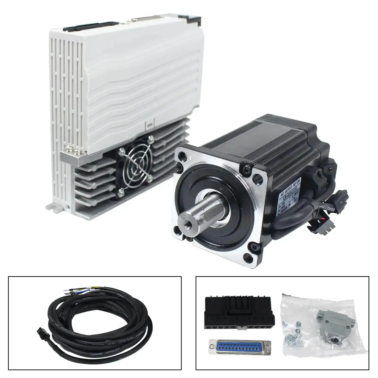 Beefed-Up 1000W 220V Servo Motor Kit With Driver And CNC Controller For Engravers, Milling Machines And Robots, 3000 RPM Rated, 6000 RPM Peak, 11.4 Nm Peak Torque, 4.8A Rated Current, 10000 Ppr Encoder - Image 2