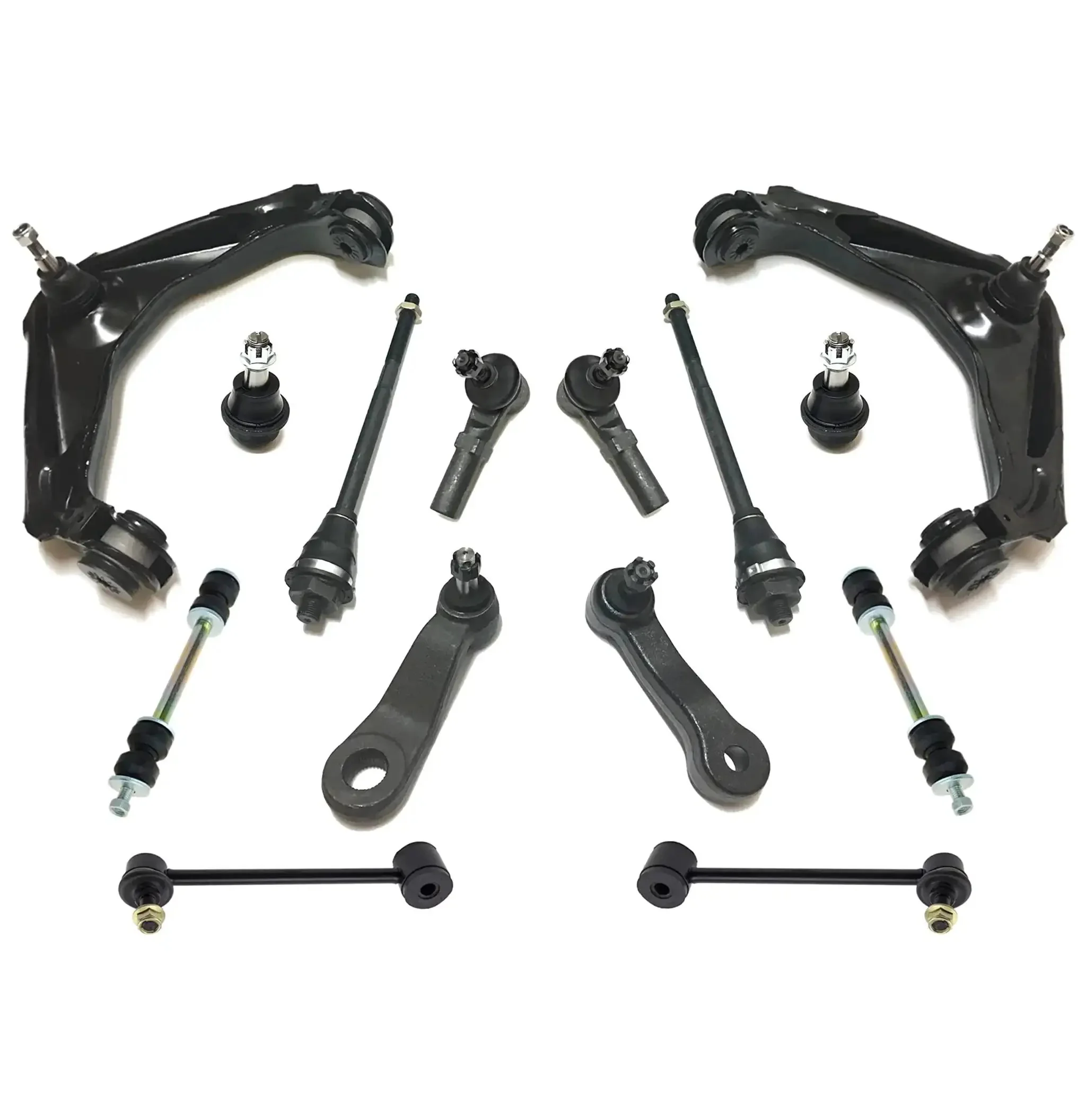 Beefed Up 14 Piece Front And Rear Suspension Kit With Sway Bar Links Ball Joints Tie Rod Ends Idler Pitman Arm Upper Control Arm And Offset Ball Joint For Chevrolet Suburban 2500 2001 To 2010 And Hummer H2 2003 To 2007