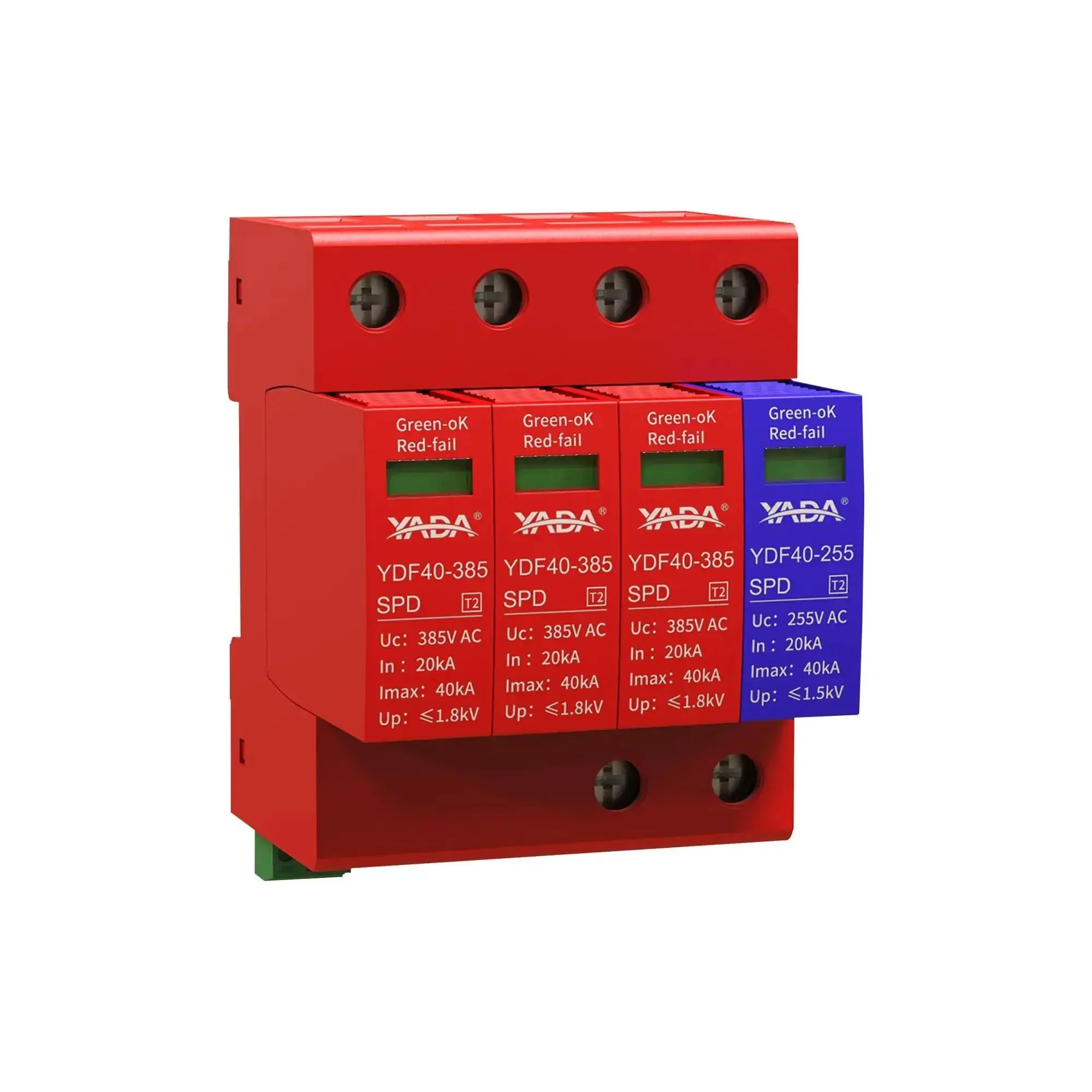 Beefed Up 3 Plus 1 Surge Protector For DIN Rail Mount 385V 40kA Peak Discharge Type 2 AC SPD 208Y 120V 3-Phase Systems Industrial Grade Lightning Protector For Control Panels And Heavy Machinery